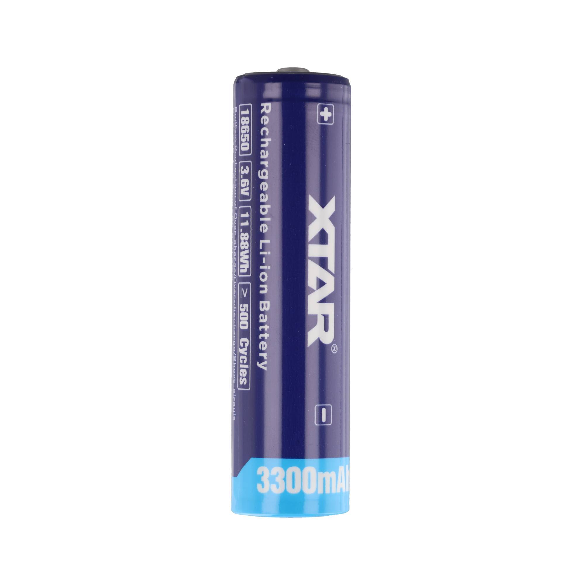 Blaue Xtar wiederaufladbare Li-Ionen-Batterie mit der Bezeichnung 