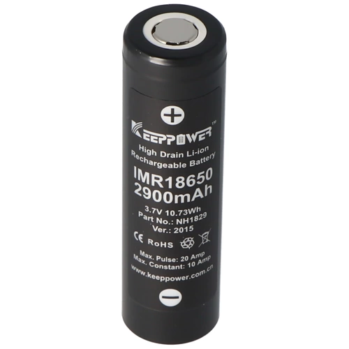 Keeppower IMR18650 - 2900mAh, 3,7V Li-Ion-Akku 10A (Flat Top) Keeppower IMR18650 - 2900mAh, 3,7V Li-Ion-Akku 10A (Flat Top)