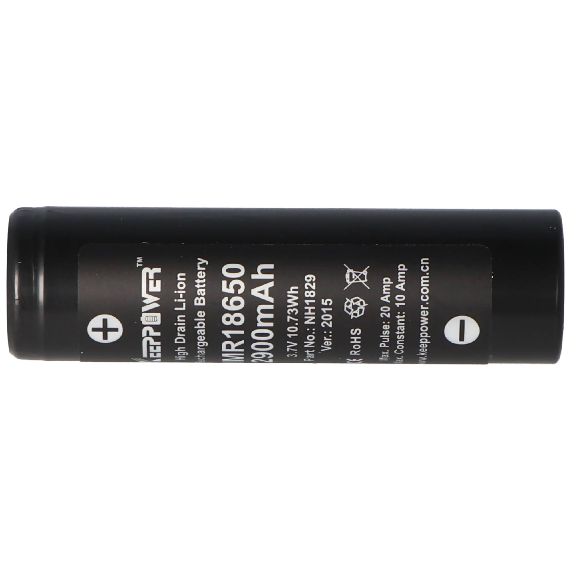 Keeppower IMR18650 - 2900mAh, 3,7V Li-Ion-Akku 10A (Flat Top)