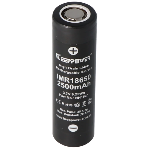 KeepPower IMR18650 - 2500mAh 3,6V - 3,7V Hochstromzelle Li-Ion-Akku KeepPower IMR18650 - 2500mAh 3,6V - 3,7V Hochstromzelle Li-Ion-Akku