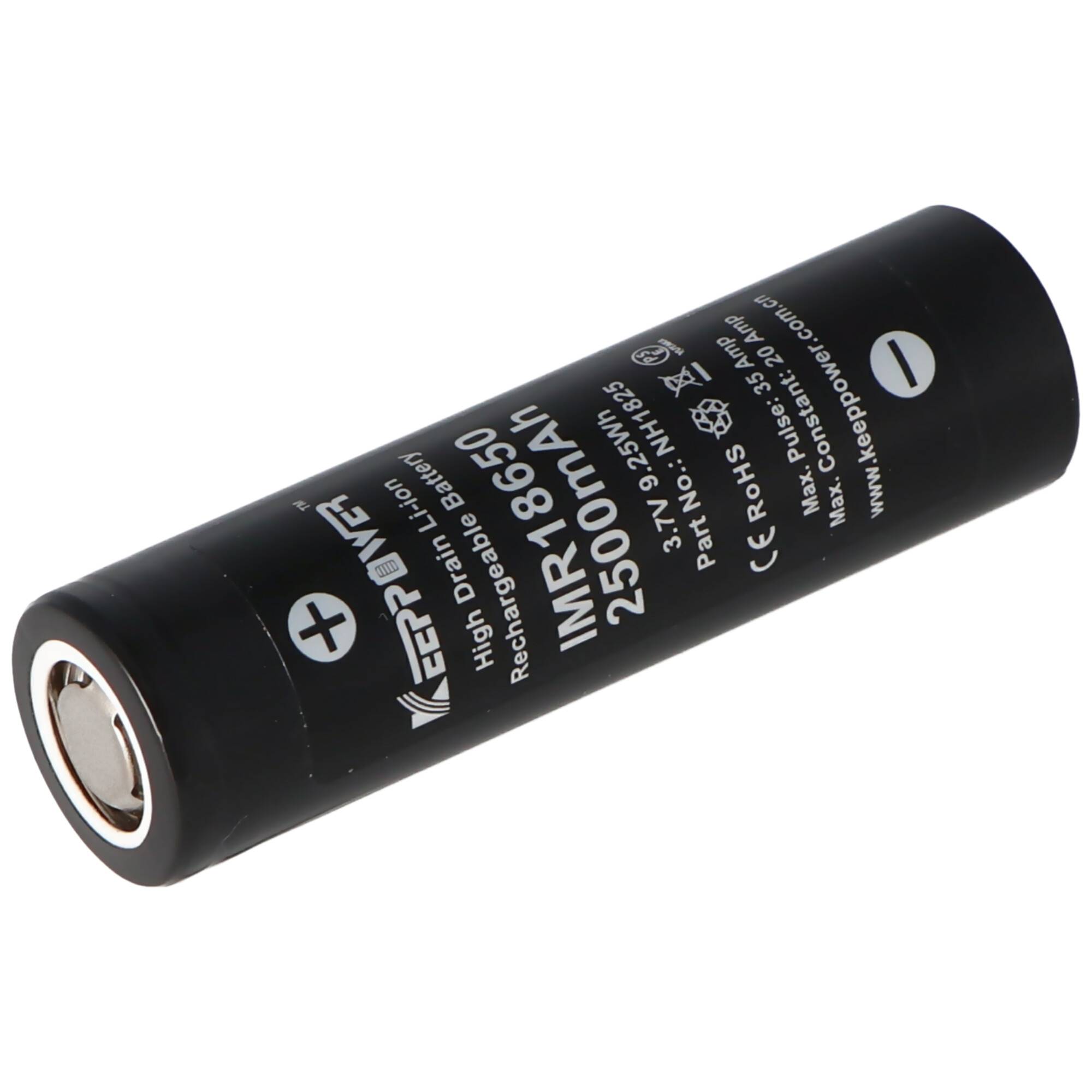 KeepPower IMR18650 - 2500mAh 3,6V - 3,7V Hochstromzelle Li-Ion-Akku