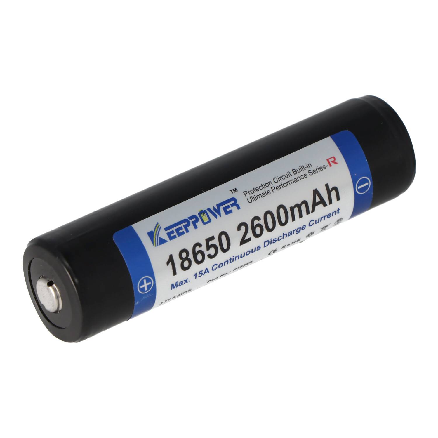 Keeppower R 18650 2600mAh 3,6V - 3,7V Li-Ion-Akku geschützt (Pluspol erhöht)