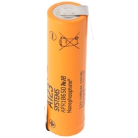 A123 APR18650M-A1 1100mAh 3,3V LiFePo4 Akku mit Lötfahne Z-Form 64,95x18,2mm A123 APR18650M-A1 1100mAh 3,3V LiFePo4 Akku mit Lötfahne Z-Form 64,95x18,2mm