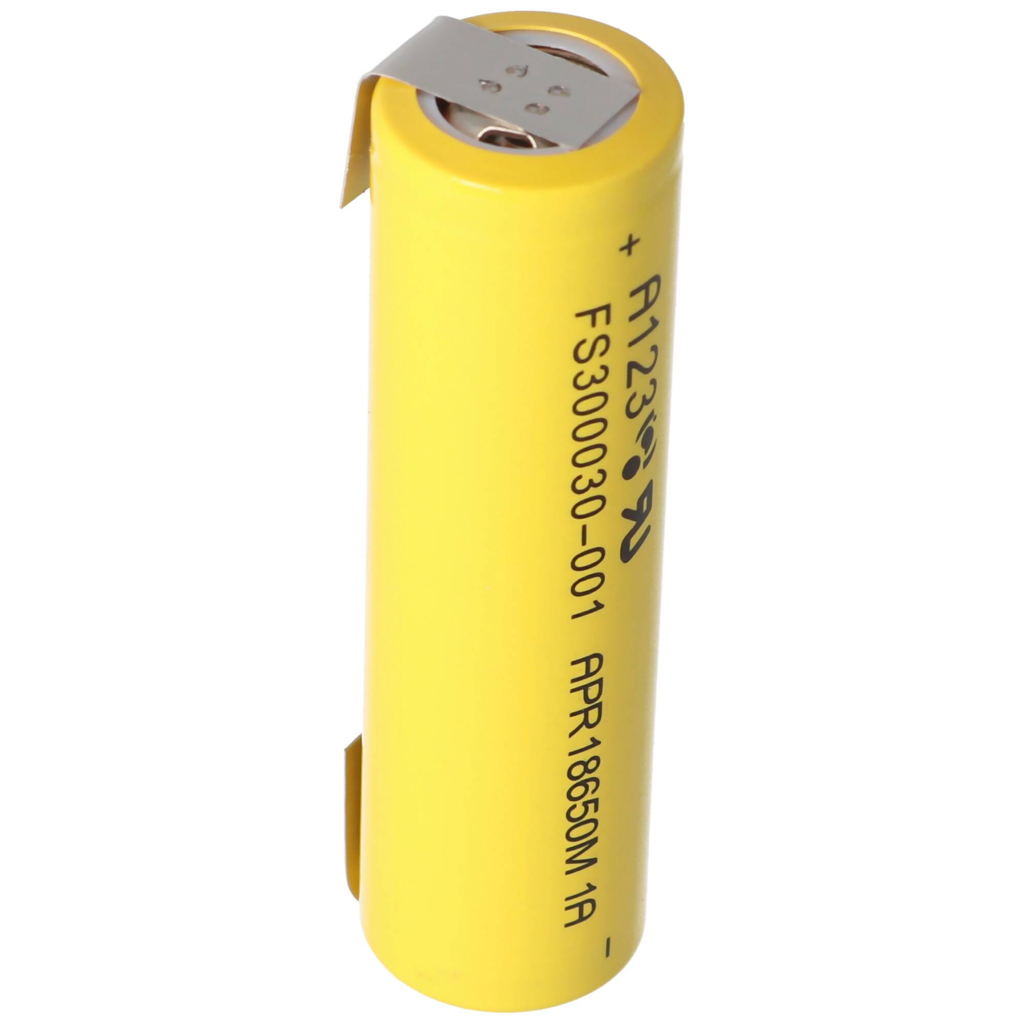 A123 APR18650M-A1 1100mAh 3,2V - 3,3V LiFePo4 Akku mit Lötfahne U-Form