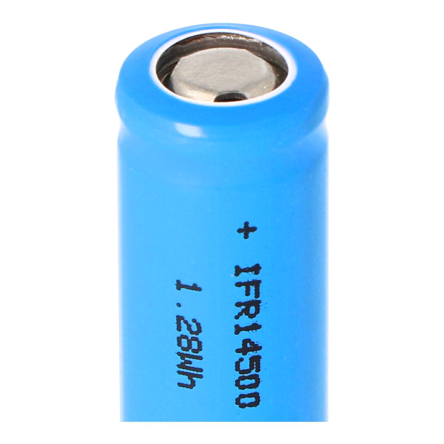 IFR14500 - 400mAh AA LiFePo4 Akku 3,2V mit Flat Top (ohne Kopf) flacher Pluspol, Maße 49,8x14,2mm