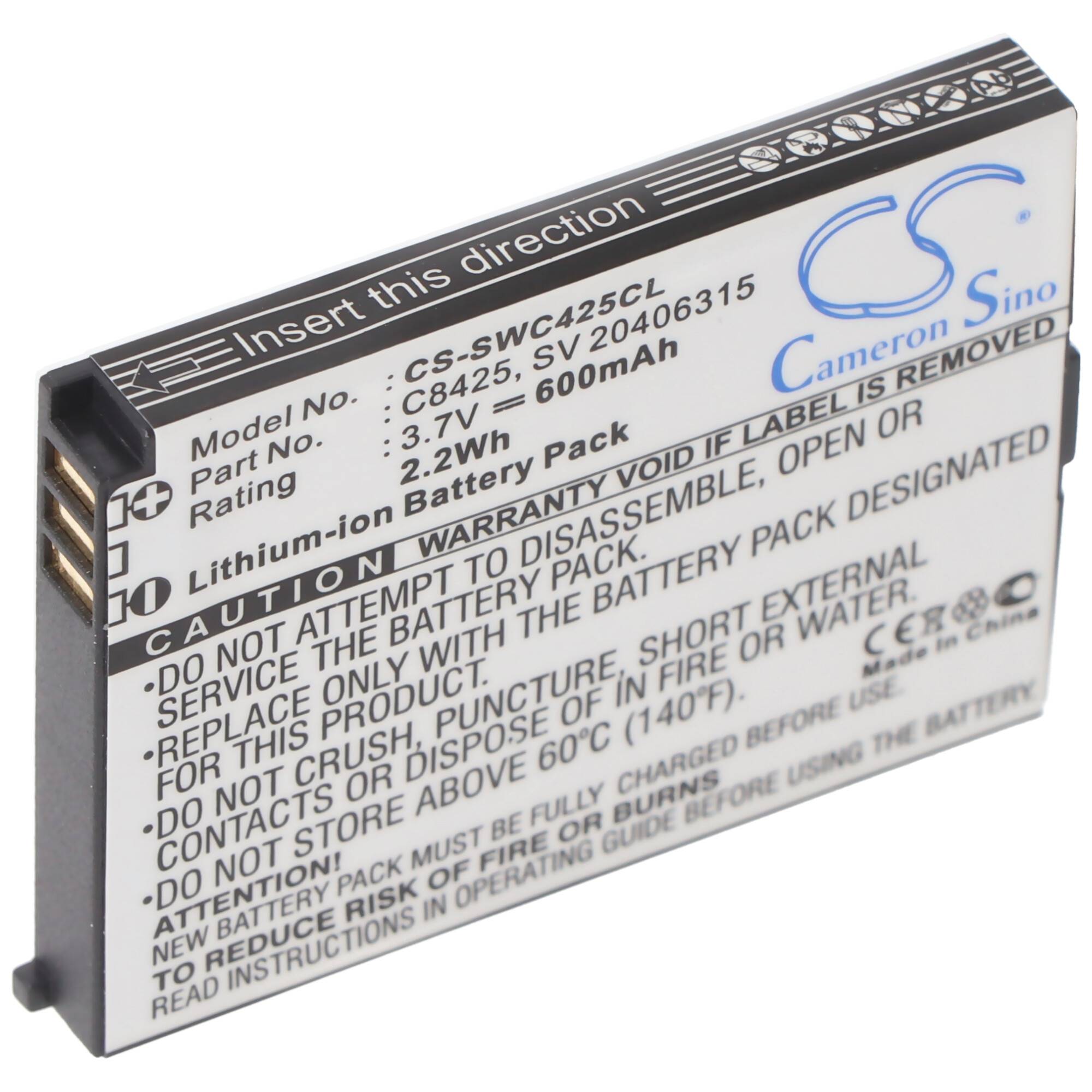 Akku passend für Swissvoice eSense, eSense Color, SV 20406288, C8425, SV 20406315 Li-Ion, 3,7V, 600mAh, 2,2Wh