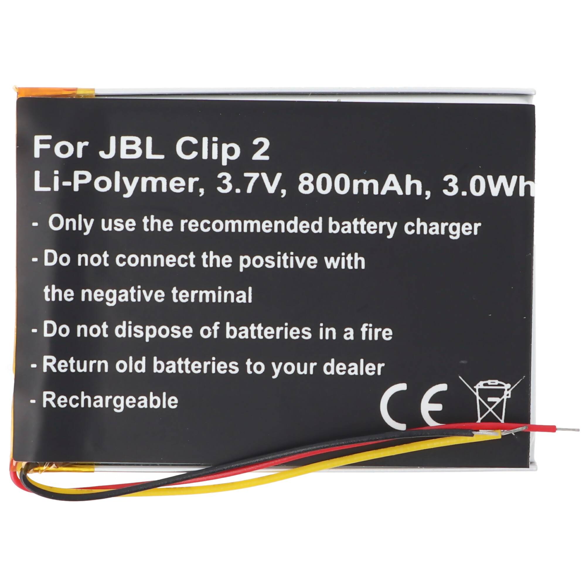 Akku passend für JBL Clip 2 Li-Polymer Akku GSP383555 3,7V, 800mAh, 3,0Wh, built-in, ohne Werkzeug
