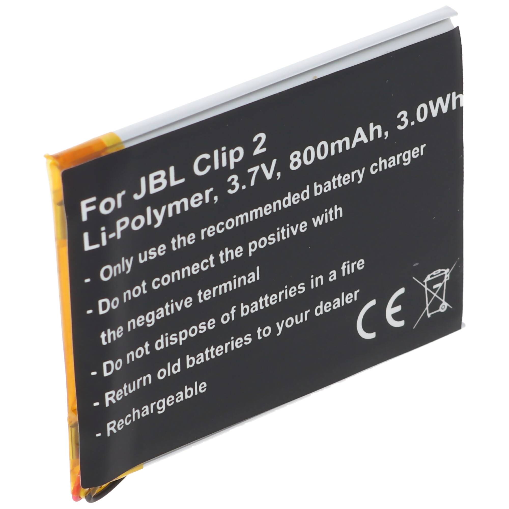 Akku passend für JBL Clip 2 Li-Polymer Akku GSP383555 3,7V, 800mAh, 3,0Wh, built-in, ohne Werkzeug