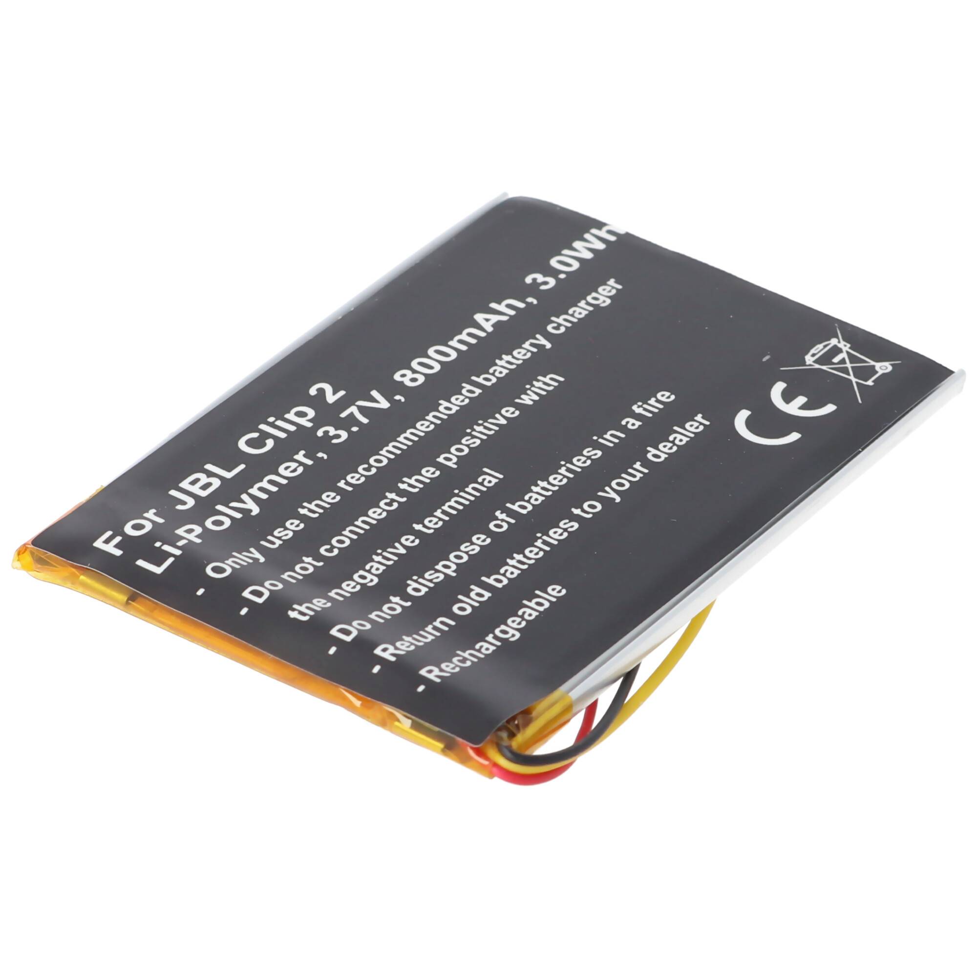 Akku passend für JBL Clip 2 Li-Polymer Akku GSP383555 3,7V, 800mAh, 3,0Wh, built-in, ohne Werkzeug