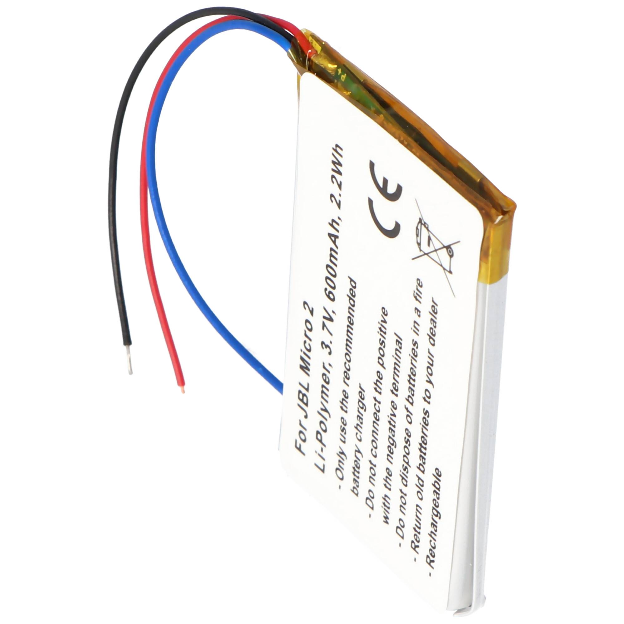 Akku passend für JBL Micro Li-Polymer-Akku FT403048P 3,7V, 600mAh, 2,2Wh built-in ohne Werkzeug