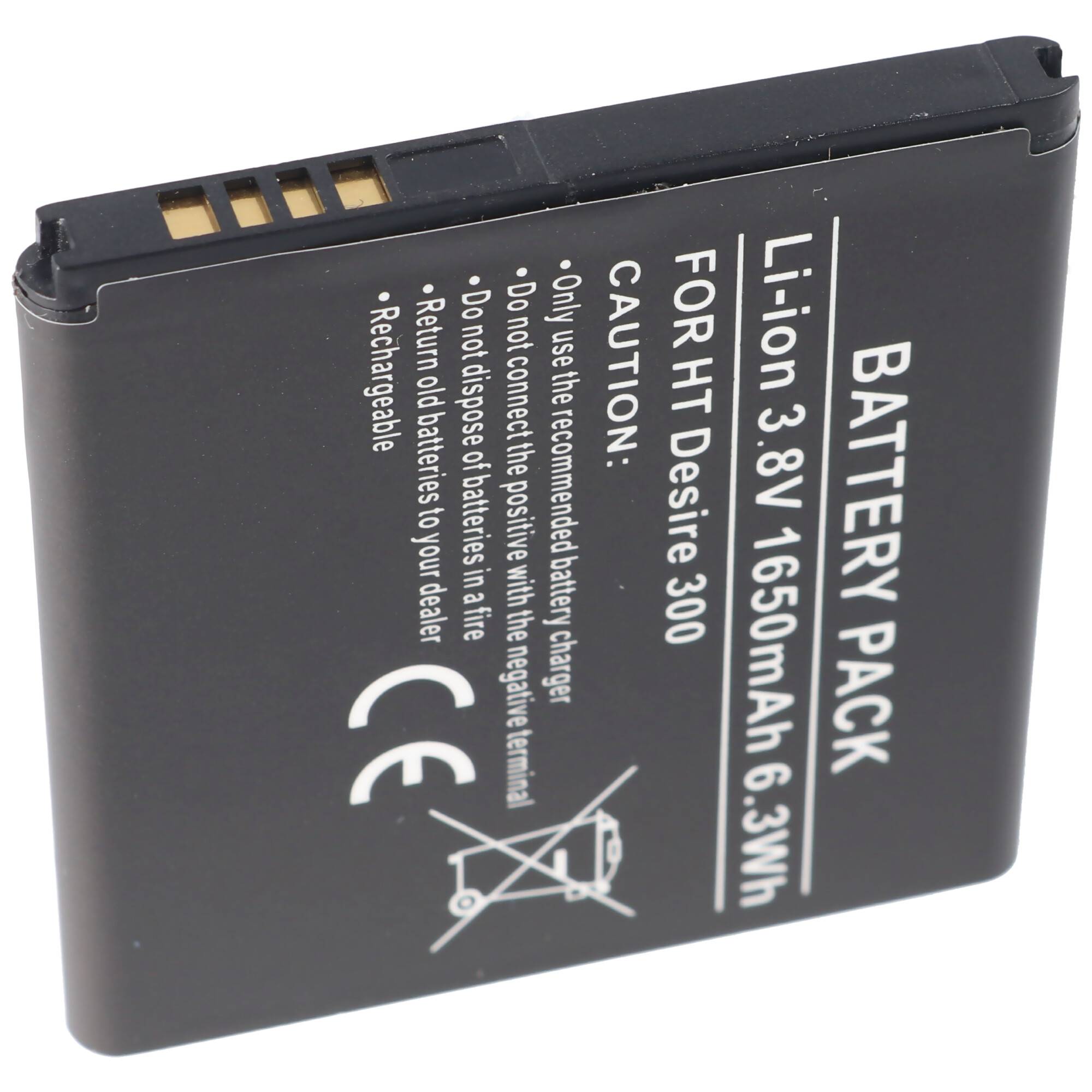 Akku passend für HTC Desire 300, Li-Ion, 3,8V, 1650mAh, 6,3Wh
