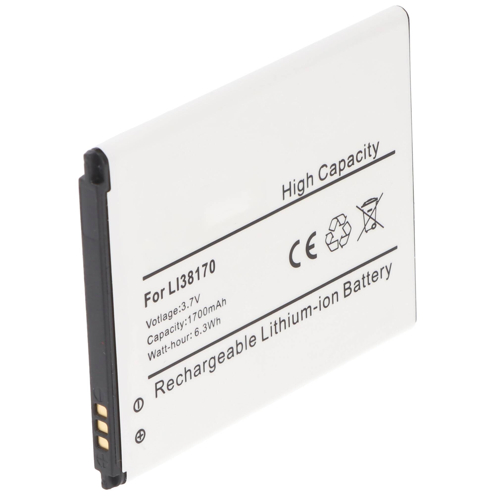 Akku passend für den MEDION P4501 Akku E4506 MD98428, LI38170 3,8 Volt 1700mAh, 64,4x52,9x4,2mm