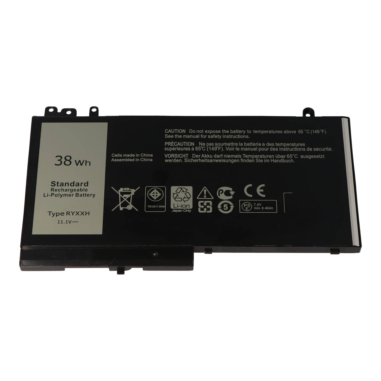 Akku passend für Dell Latitude 12 E5250, Li-Polymer, 11,1V, 3420mAh, 38,0Wh, built-in