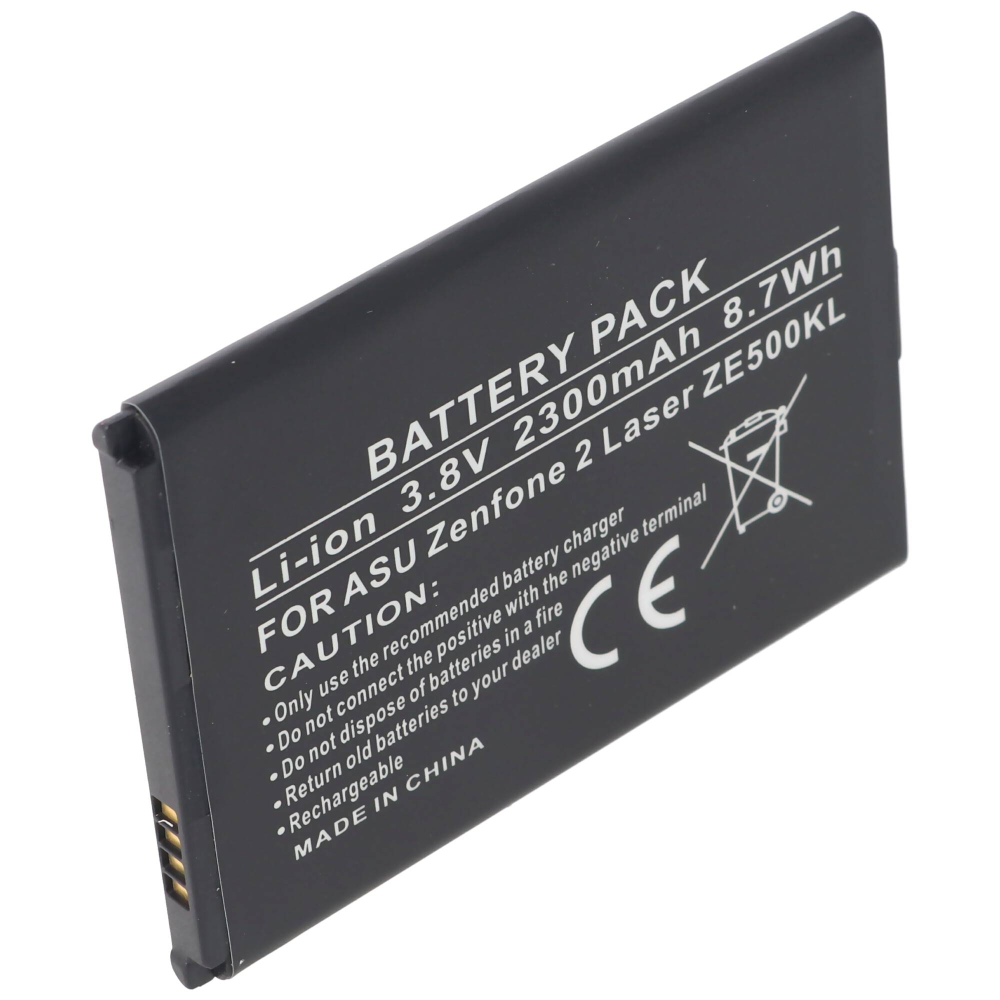 Akku passend für Asus Zenfone 2 Laser ZE500KL, Li-Ion, 3,8V, 2300mAh, 8,7Wh