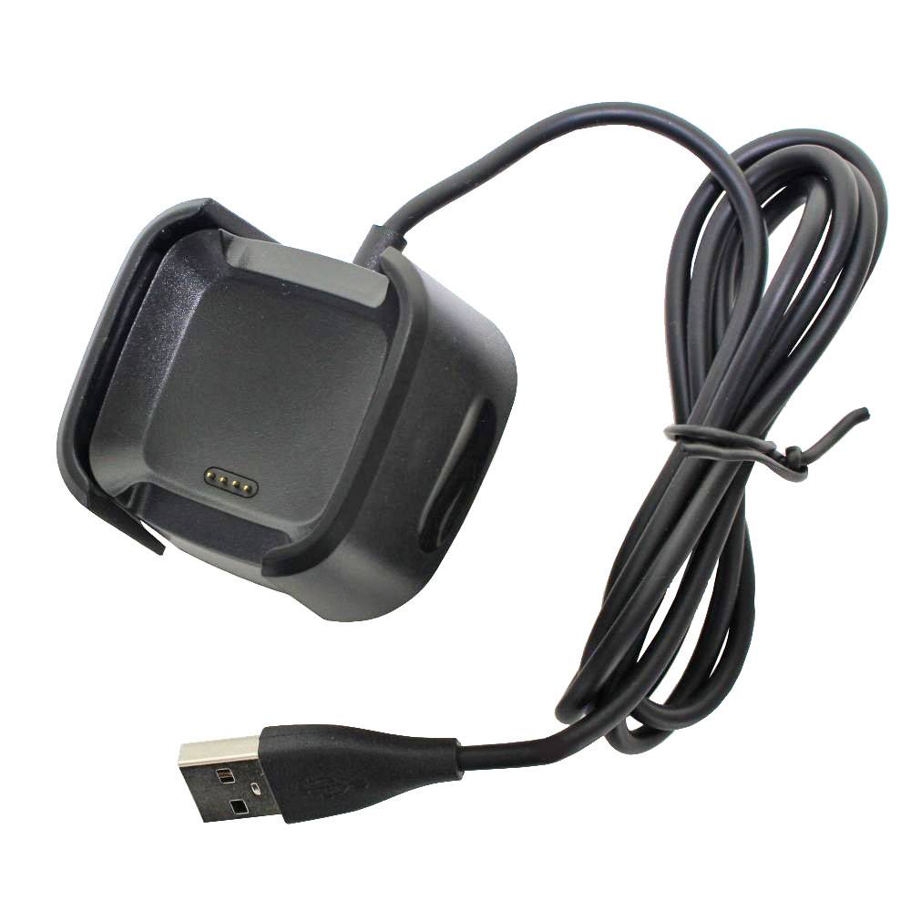 Ladegerät passend für die Fitbit Versa schwarz mit USB Kabel 1 Meter, Ladekabel für Fitbit Versa