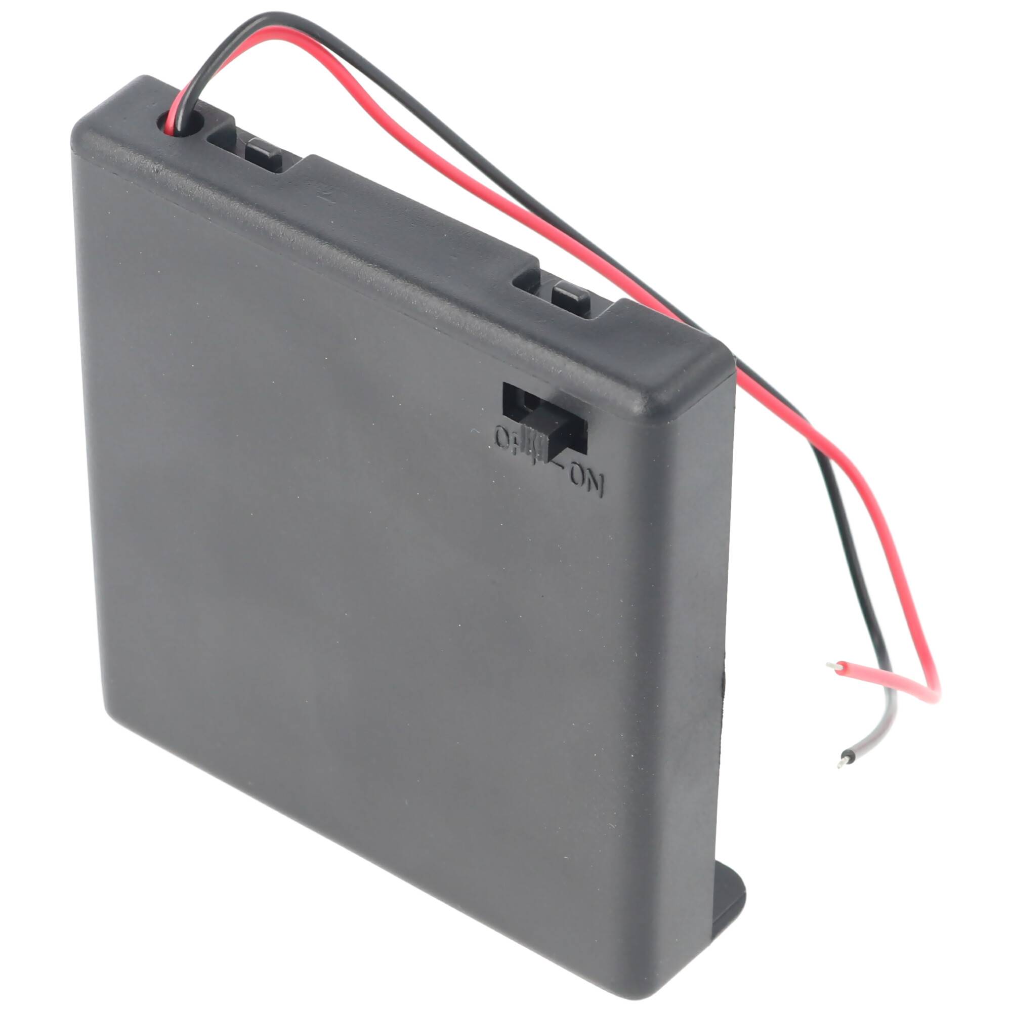 AccuCell Batteriehalter für 4 Stück Mignon AA HR-3, LR6 Batterien oder Akkus mit Deckel und Kabel