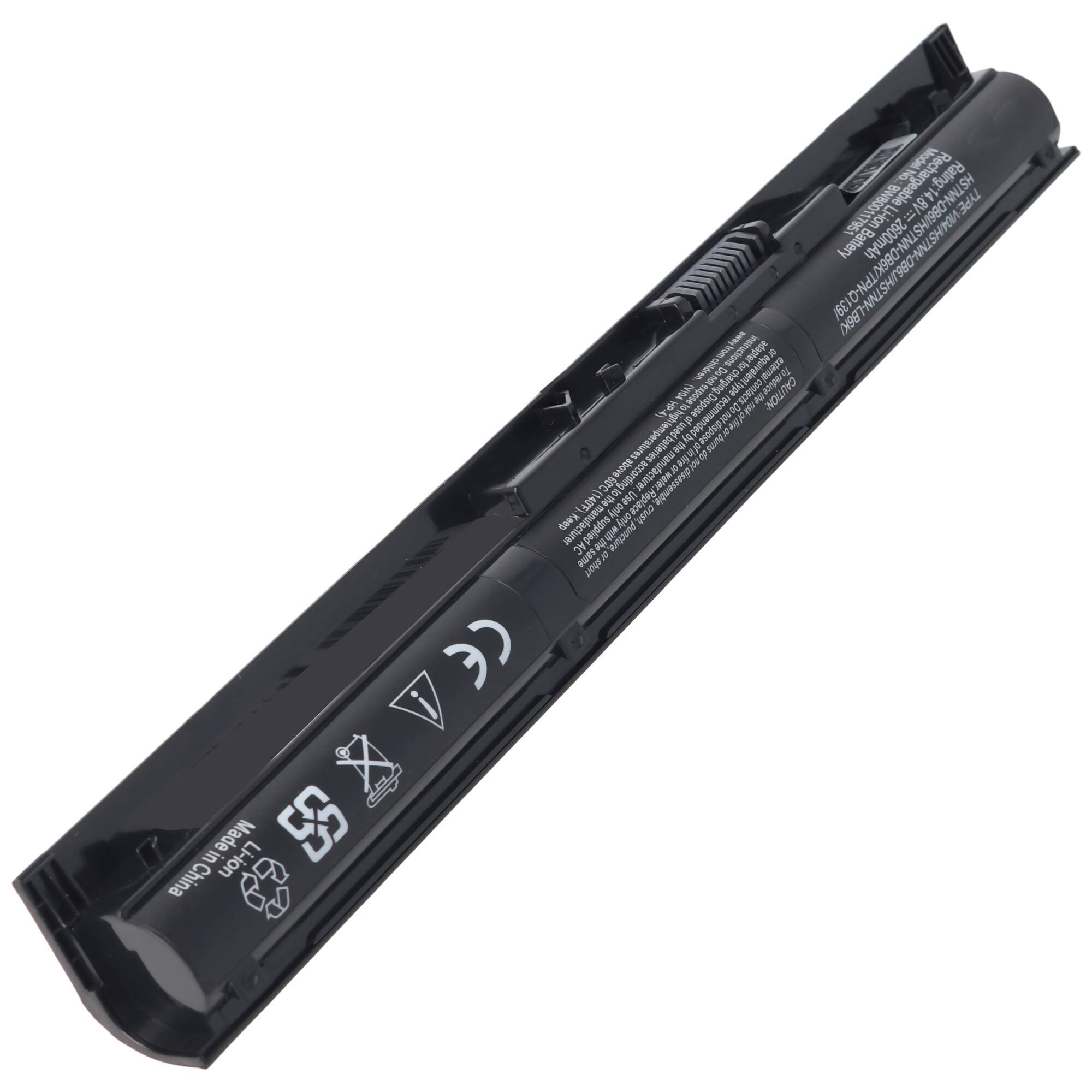 Akku passend für HP ProBook 440 G2 Series VI04, Li-Ion, 14,8V, 2600mAh, 38,5Wh, black