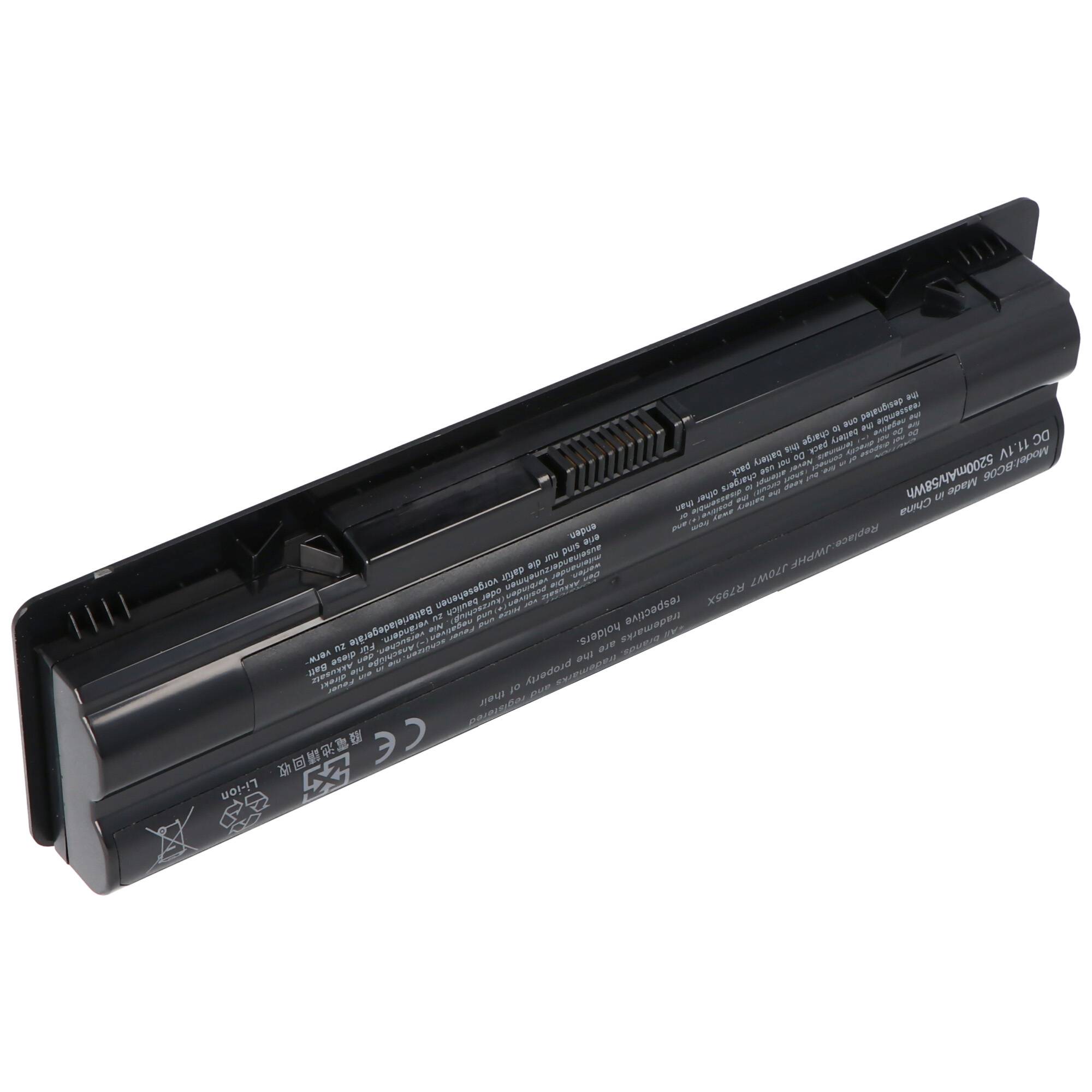 Akku passend für Dell XPS 14, 15, 17, Li-Ion, 11,1V, 5200mAh, 57,7Wh, black