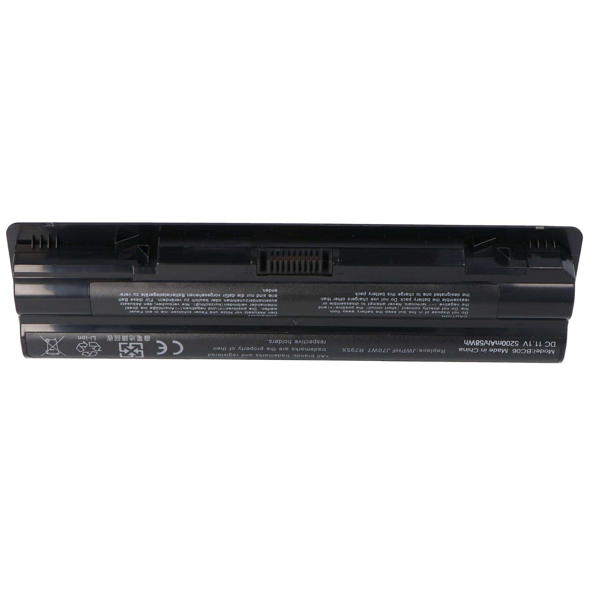 Akku passend für Dell XPS 14, 15, 17, Li-Ion, 11,1V, 5200mAh, 57,7Wh, black