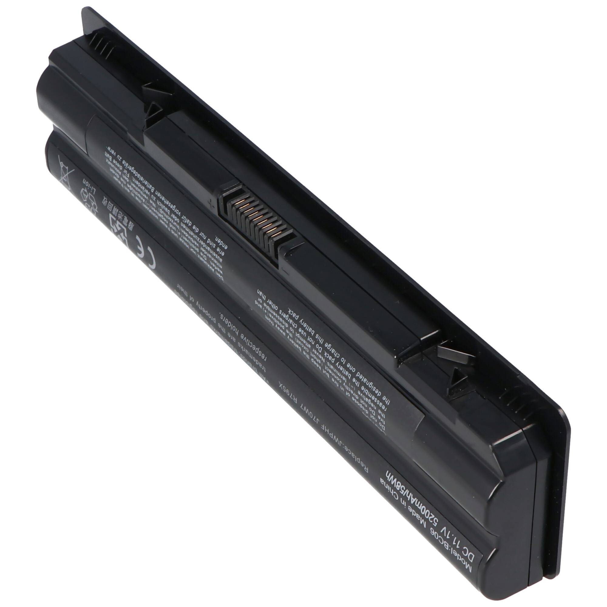 Akku passend für Dell XPS 14, 15, 17, Li-Ion, 11,1V, 5200mAh, 57,7Wh, black