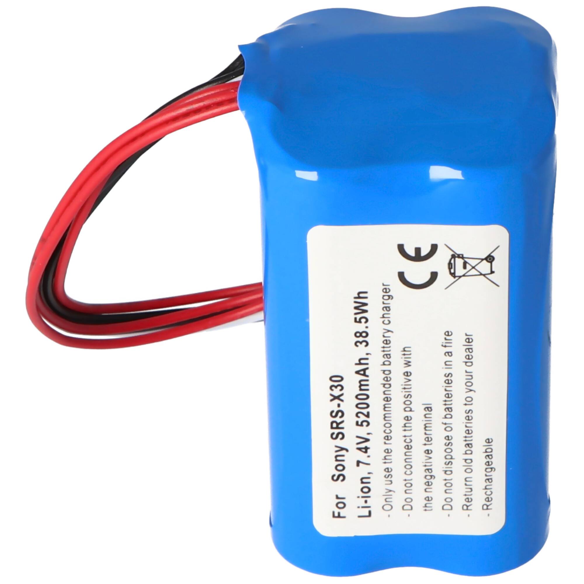 Akku passend für Sony SRS-X30, SRS-XB3, Li-Ion, 7,4V, 5200mAh, 38,5Wh, built-in, ohne Werkzeug