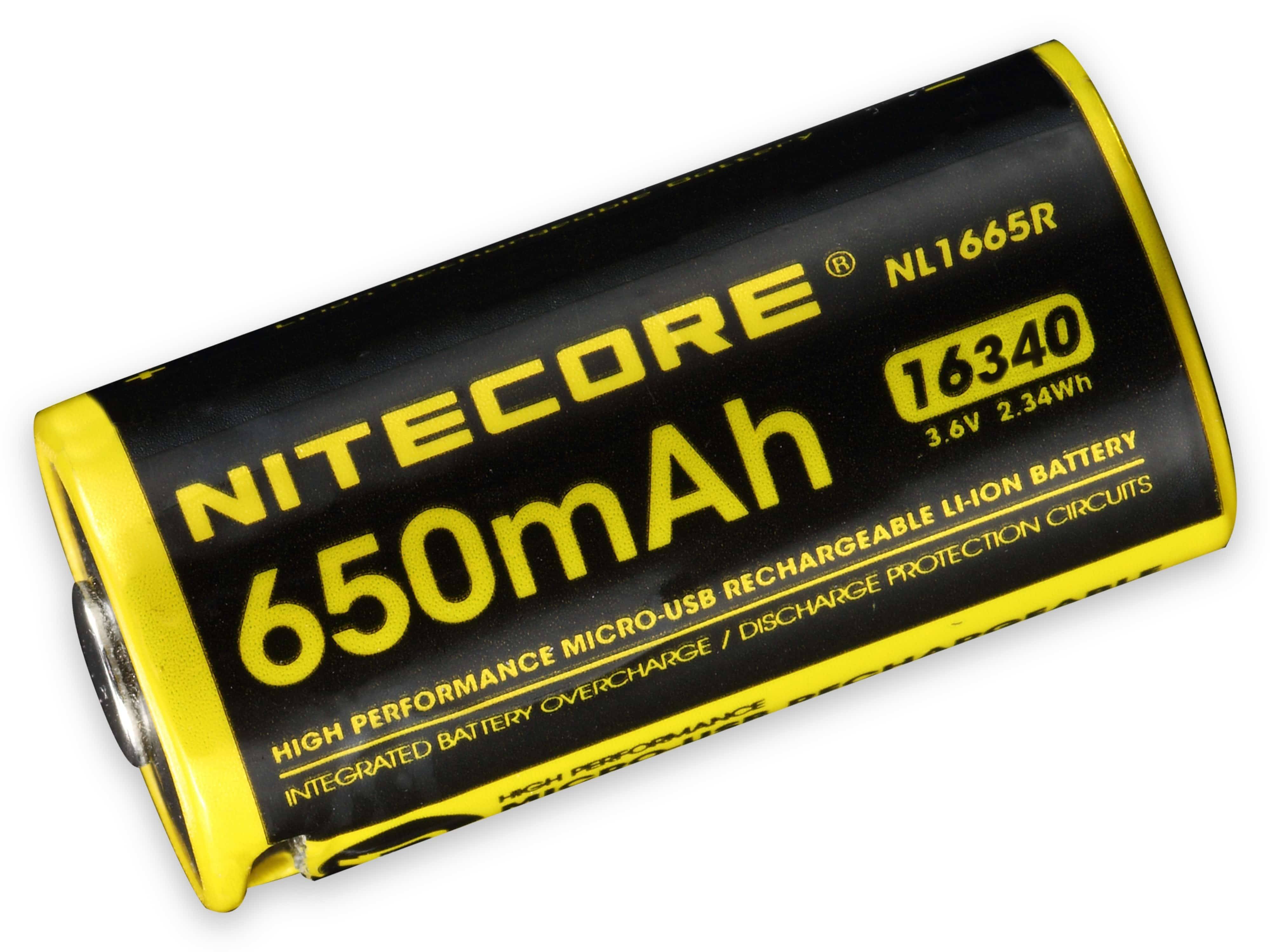 NITECORE Li-Ion-Akku Typ 16340R, NL1665R, 3,6V/650mAh