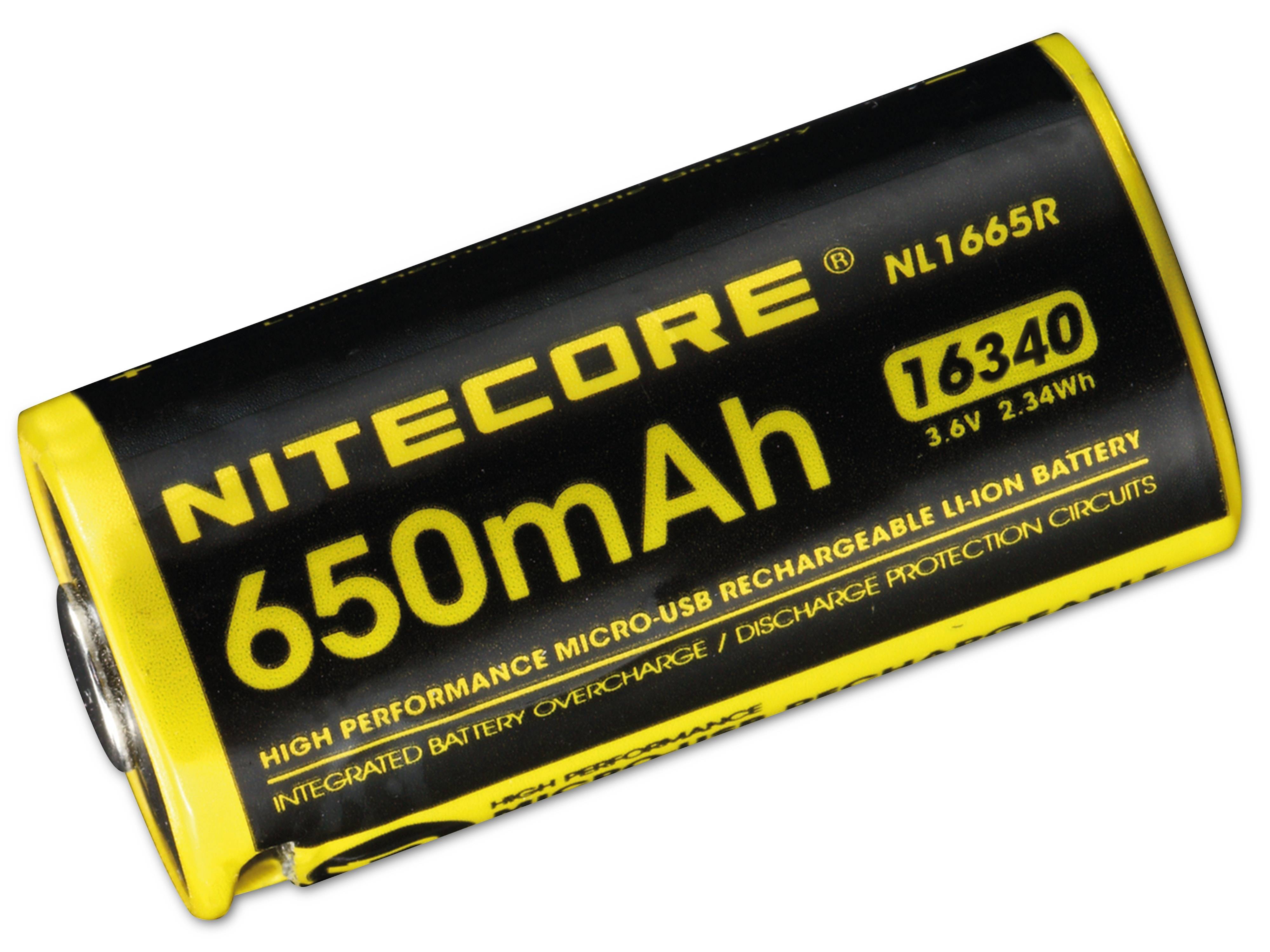 NITECORE Li-Ion-Akku Typ 16340R, NL1665R, 3,6V/650mAh