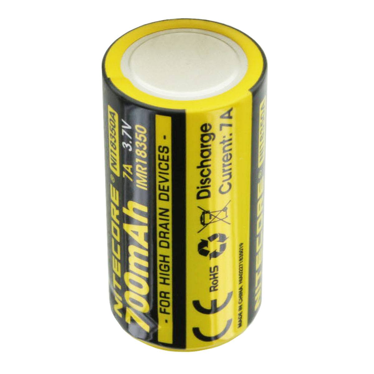 Nitecore 18350 Li-Ion IMR Akku Abmessungen ca. 35x18mm mit Kopf ungeschützt