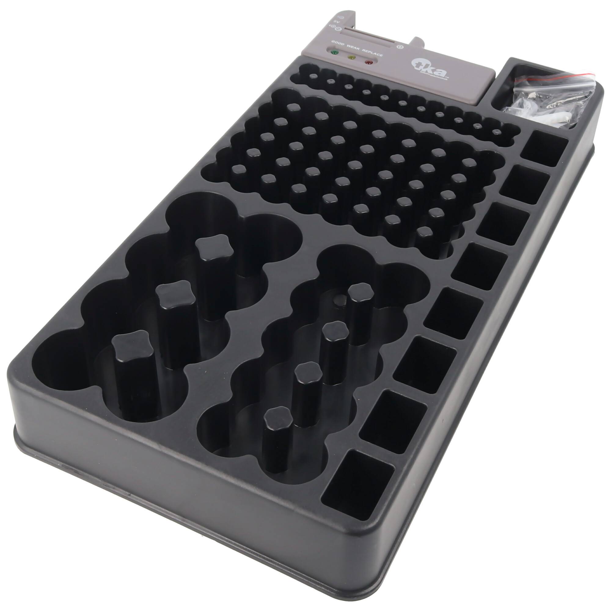 2in1-Batterie-Organizer, Universal Akkubox für 1-110 Akku oder Batterien z.B. Mignon AA LR6, Micro AAA LR03, C, D, 9V