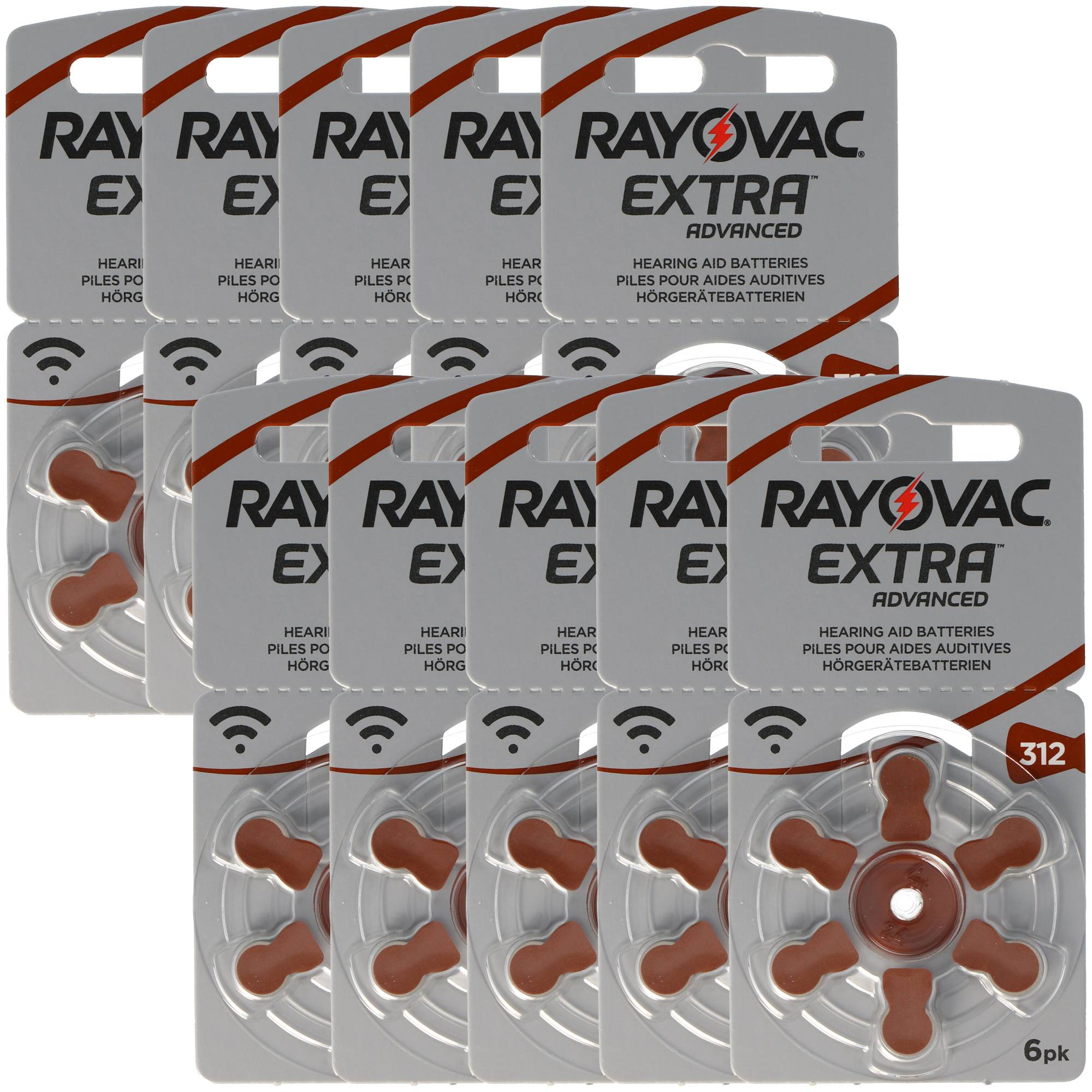 60 Stück Rayovac Hörgerätbatterie Varta HA312, PR41, 4607, Acoustic Special max. 180mAh, 5000252003205, passend für Kind