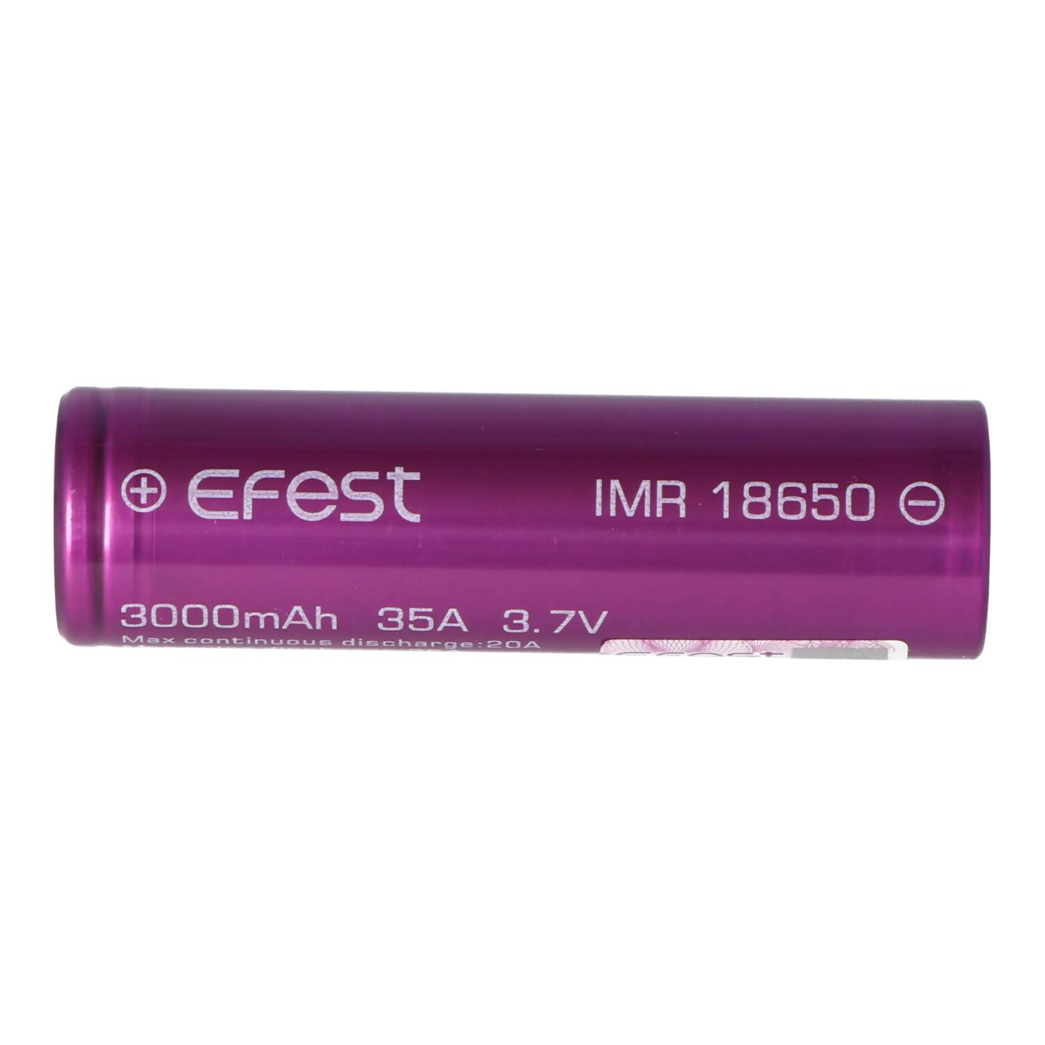 Efest Purple IMR 18650 3000mAh 3,6V - 3,7V min. 2900mAh typ. 3000mAh maximal 35A Stromabgabe (Flat Top)