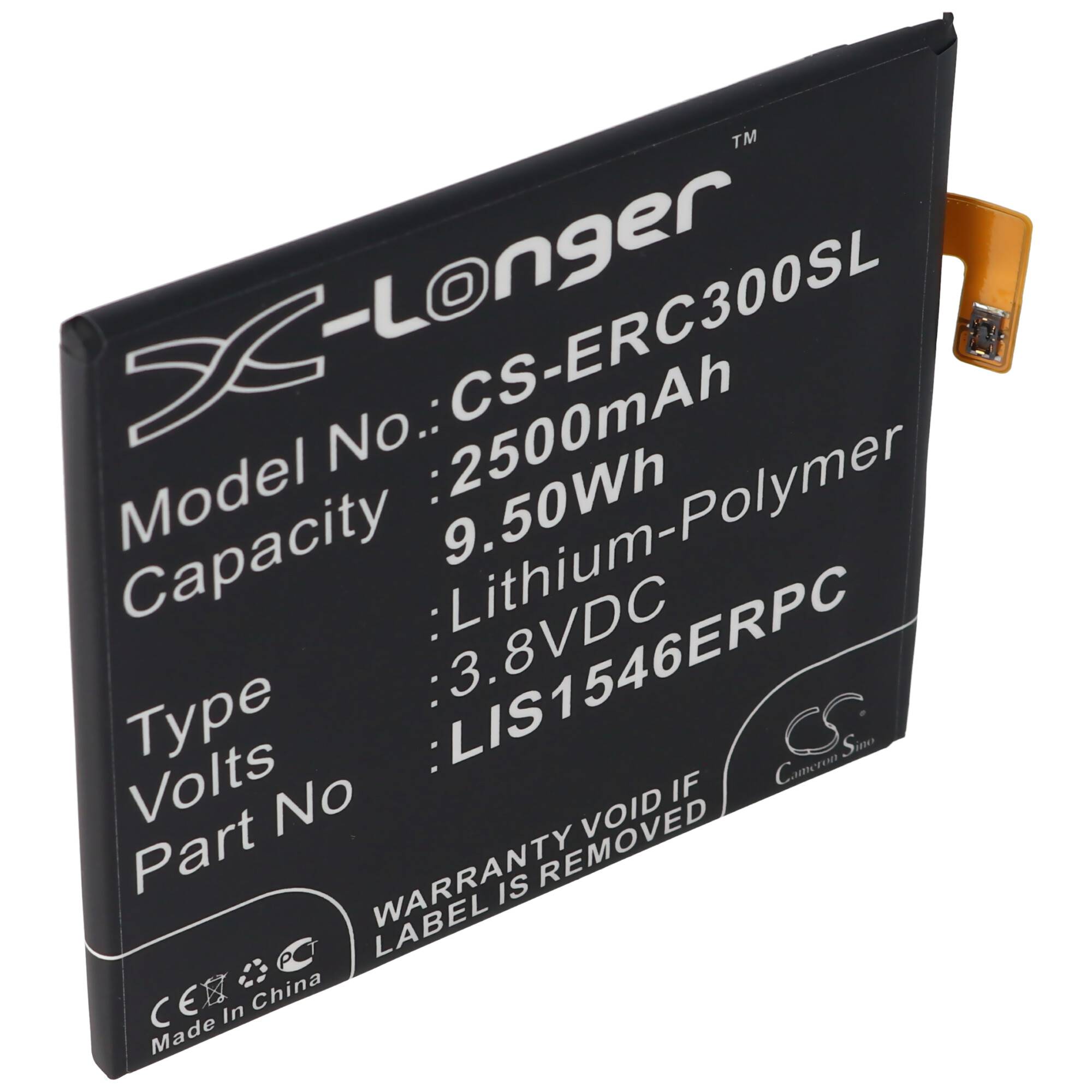 Akku passend für Sony Ericsson XPERIA T3, Li-Polymer, 3,8V, 2500mAh, 9,5Wh, built-in, ohne Werkzeug