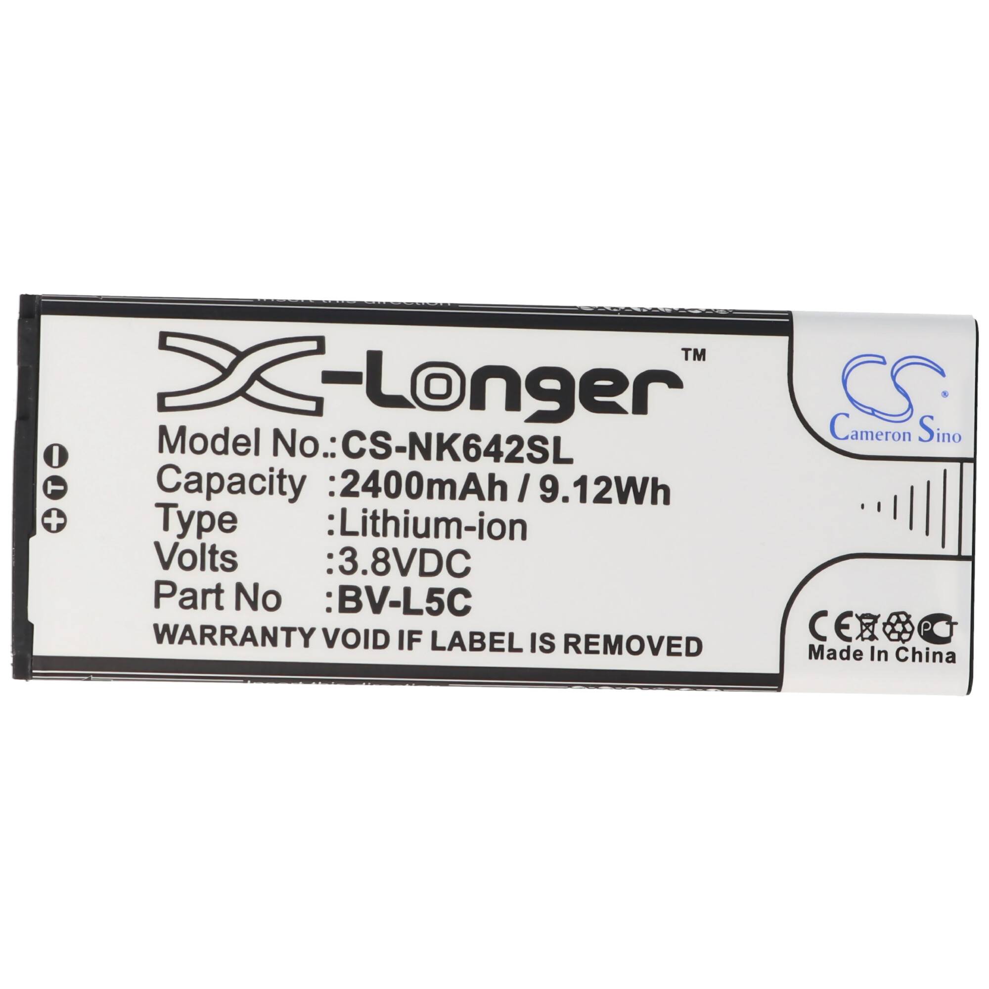 Akku passend für Microsoft Nokia Lumia 640 Dual SIM, Li-Ion, 3,8V, 2400mAh, 9,1Wh