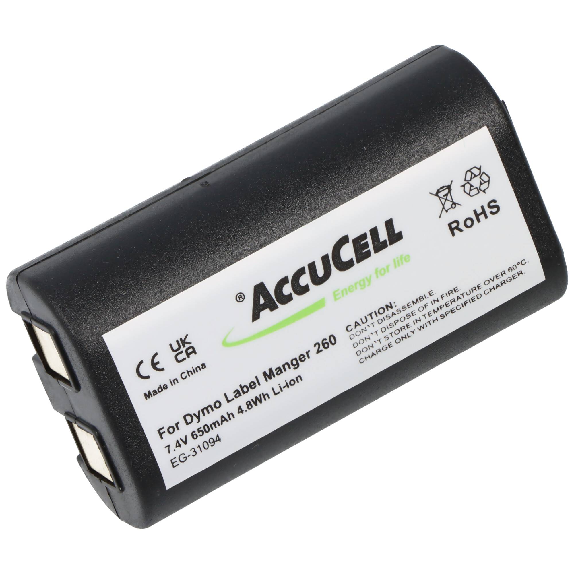 Akku passend für Dymo LabelManger 260, Li-Ion, 7,4V, 650mAh, 4,8Wh