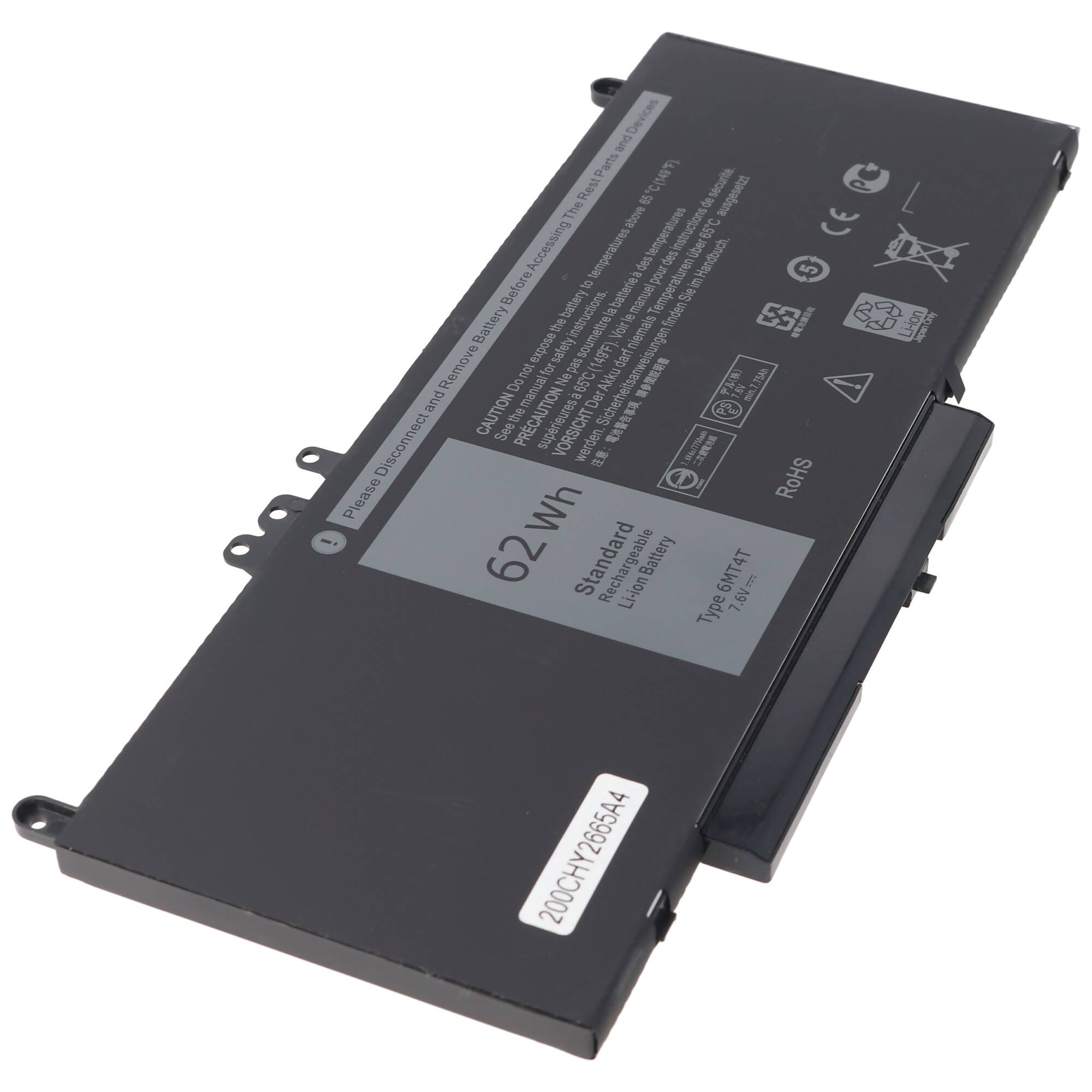 Akku passend für Dell Latitude E5470, E5570, 6MT4T, Li-Polymer, 7,4V, 8155mAh, 62,0Wh, built-in, ohne Werkzeug