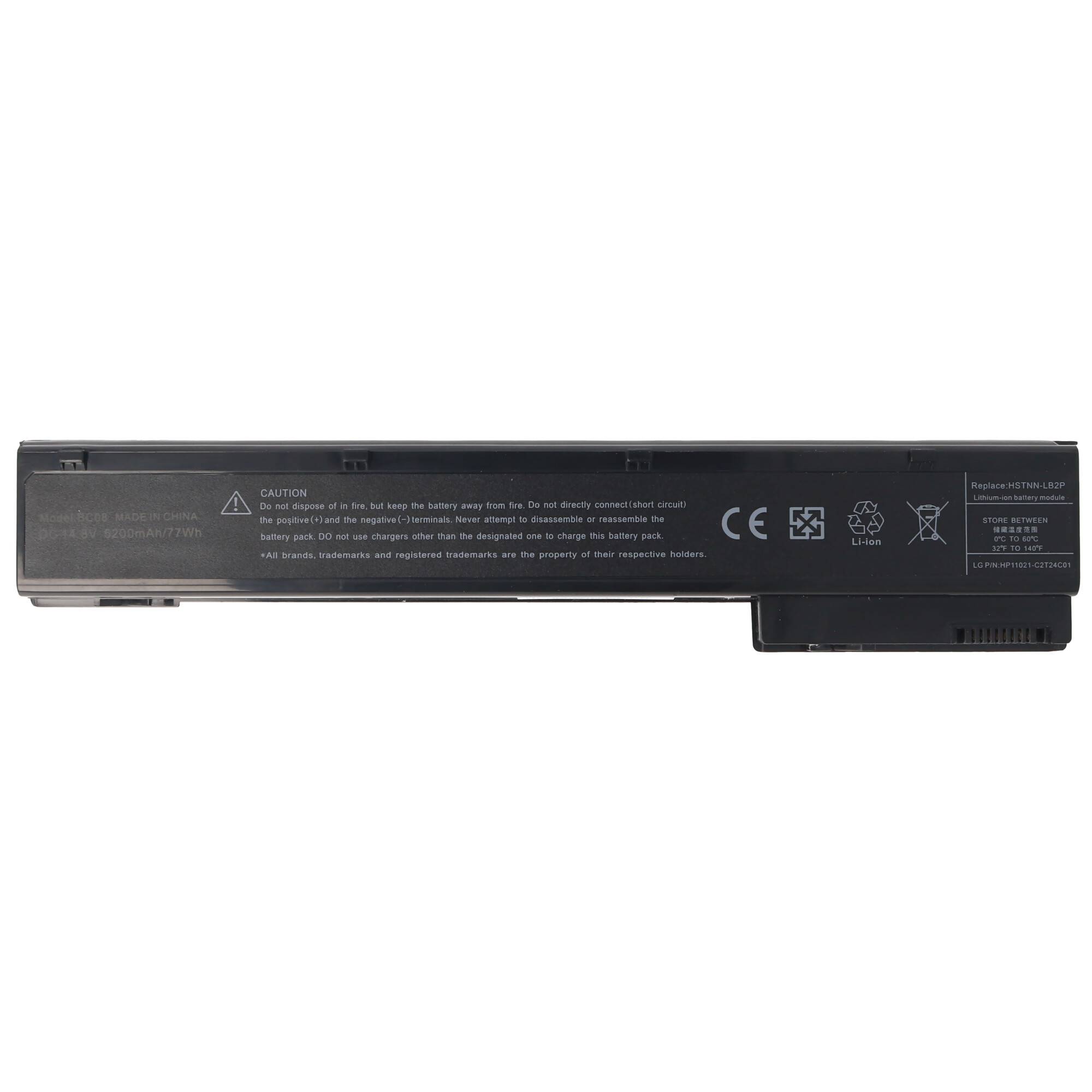 Akku passend für HP EliteBook 8560w Li-Ion, 14,8V, 5200mAh, 77,0Wh, black