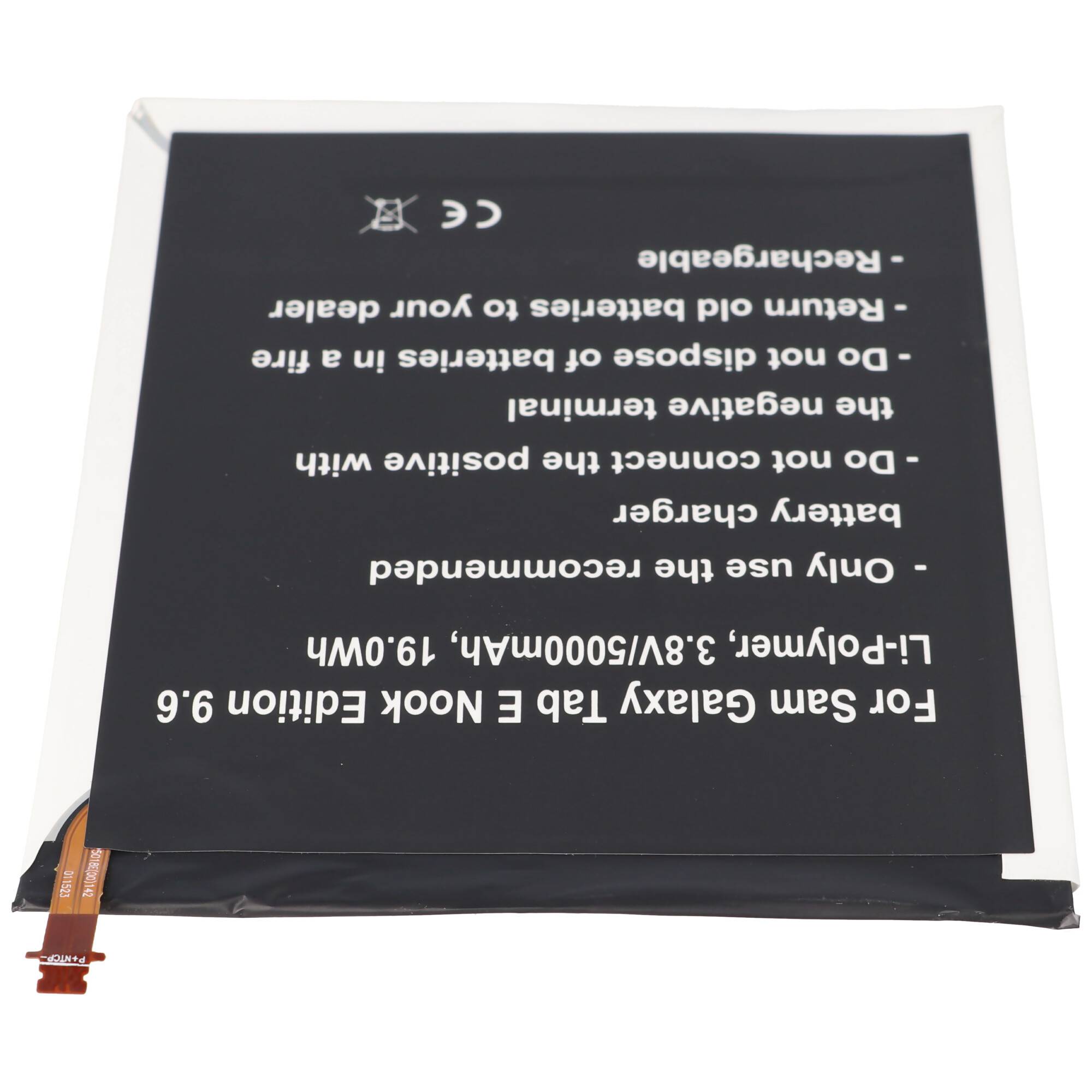 Akku passend für Samsung Galaxy Tab E Nook Edition 9.6, Li-Polymer, 3,8V, 5000mAh, 19,0Wh, built-in, ohne Werkzeug