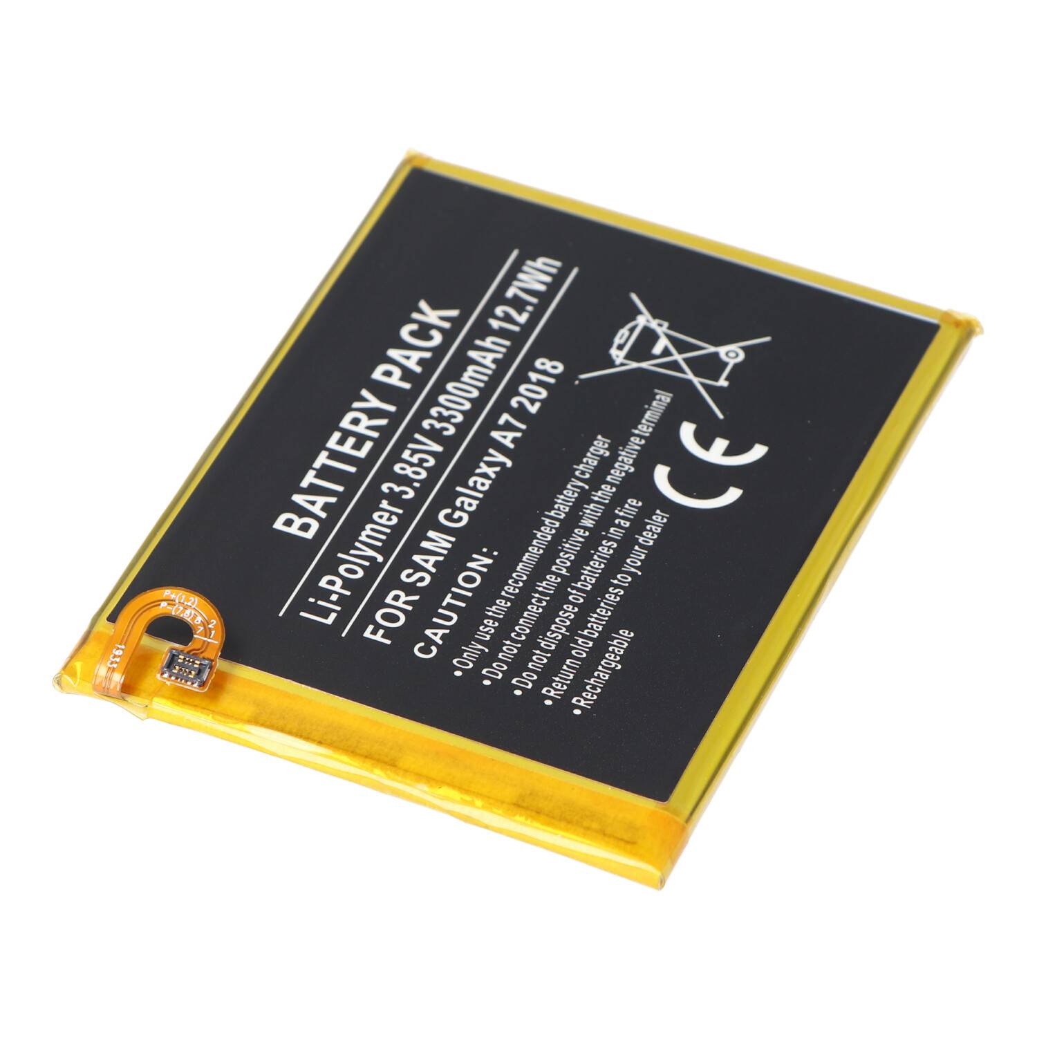 Akku passend für Samsung Galaxy A7 2018, Li-Polymer, 3,85V, 3300mAh, 12,7Wh, built-in, ohne Werkzeug