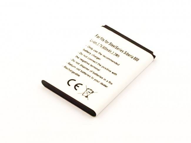 Akku passend für SteelSeries Siberia 800, Li-Ion, 3,7V, 900mAh, 3,3Wh