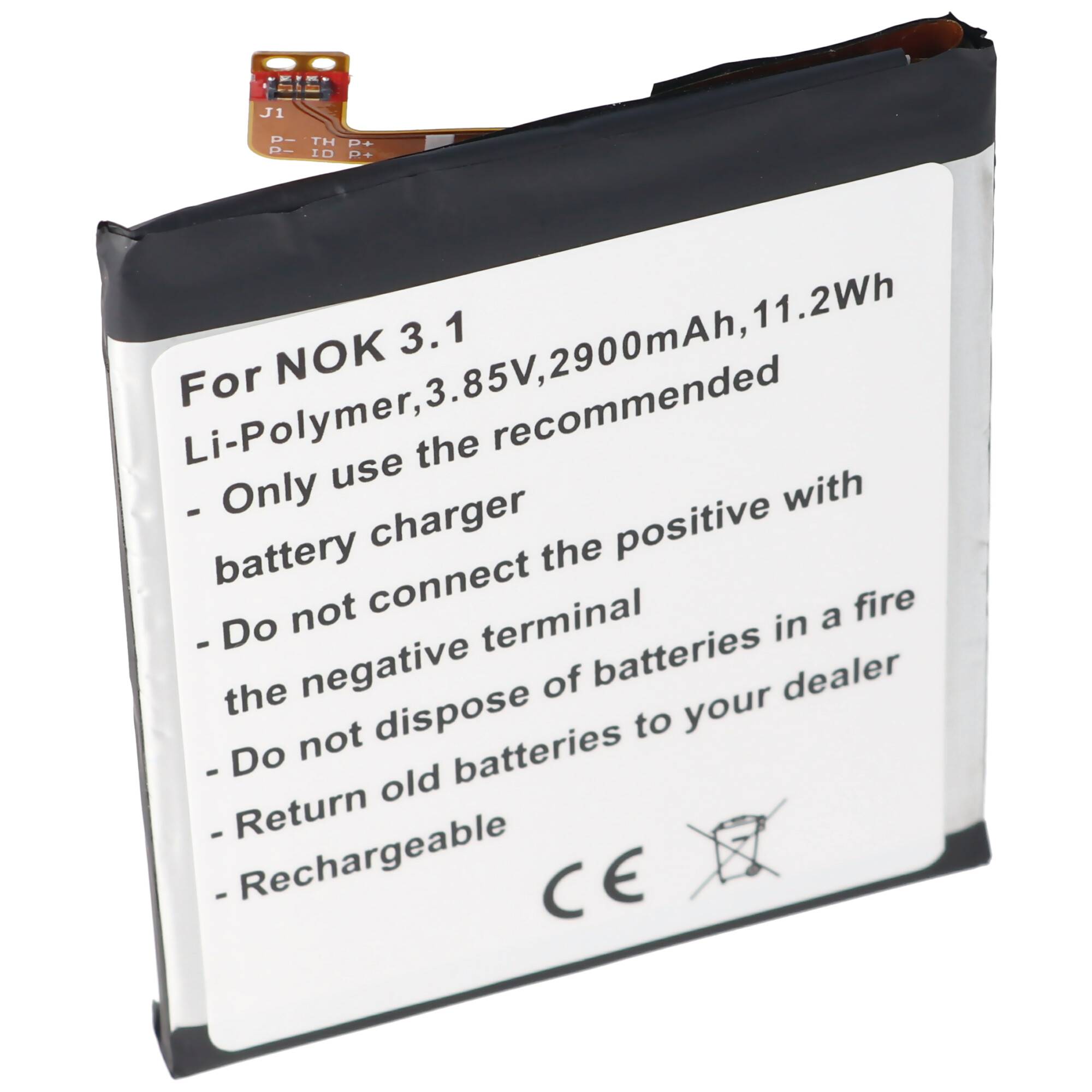 Akku passend für Nokia 3.1, Li-Polymer, 3,85V, 2900mAh, 11,2Wh, built-in, ohne Werkzeug