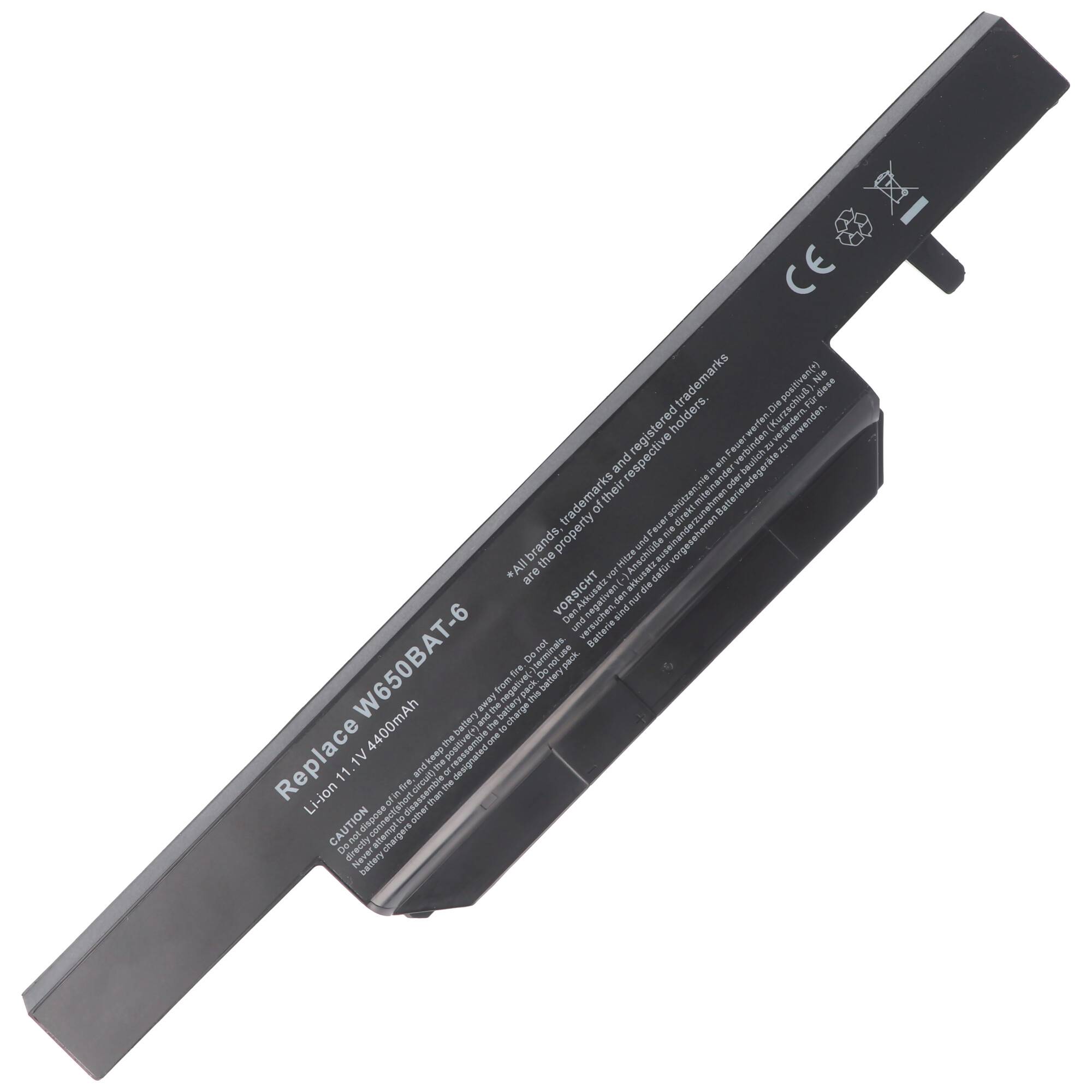 Nachbau Akku exakt passend für den Clevo W650BAT-6 Akku 6-87-W650S-4D4A, 6-87-W650S-4D4A1, 6-87-W650S-4D4A2, 6-87-W650S-