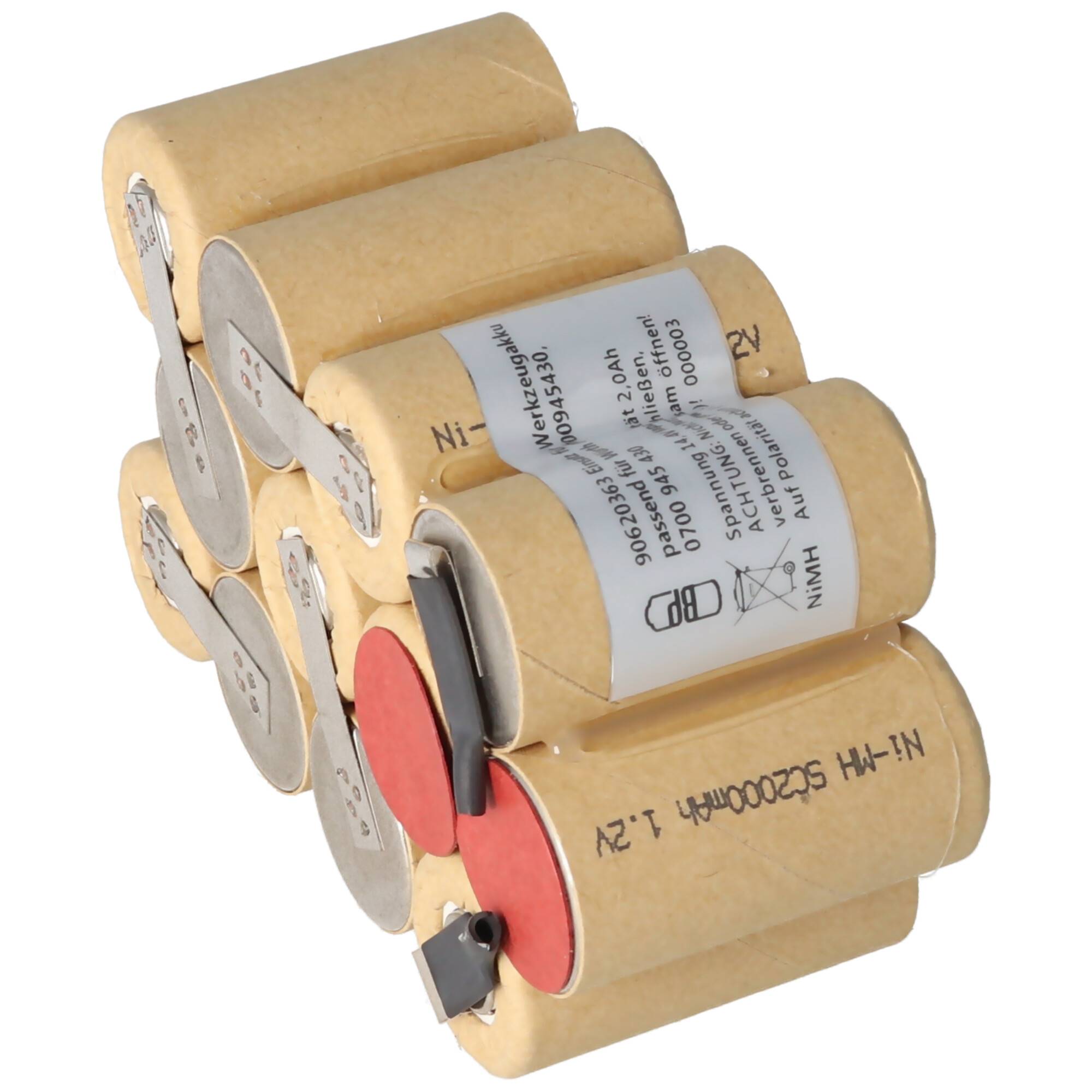 Akkueinsatz passend für Würth 0700 945 430, Würth 14,4 Volt Akkupack NiMH 2000mAh zum Selbsteinbau