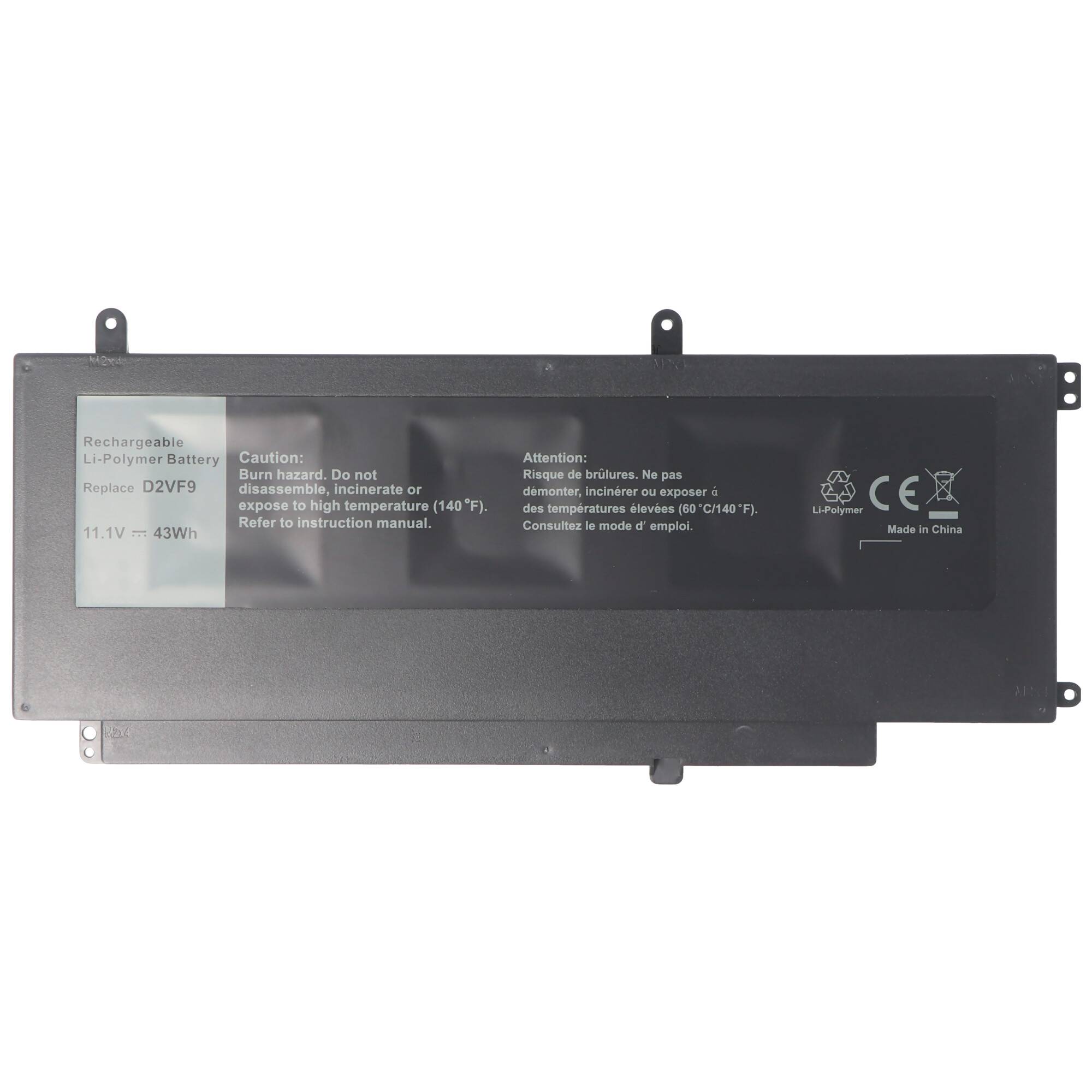 Akku passend für Dell Inspiron 15 7547, 7548, Li-Polymer, 11,1V, 3870mAh, 43Wh, built in, ohne Werkzeug