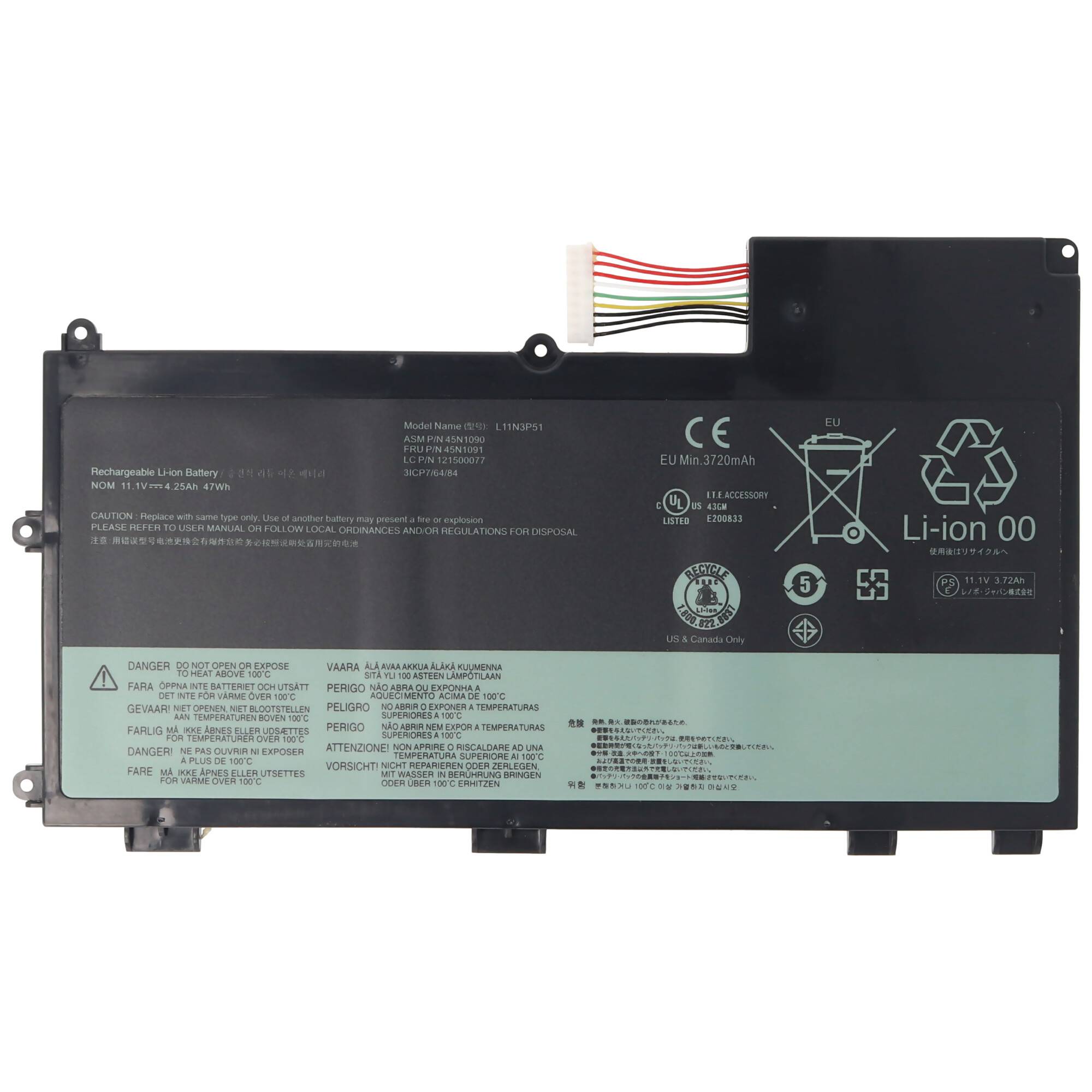 Akku passend für Lenovo ThinkPad T430u, Li-Polymer, 11,1V, 4200mAh, 47Wh, built-in, ohne Werkzeug