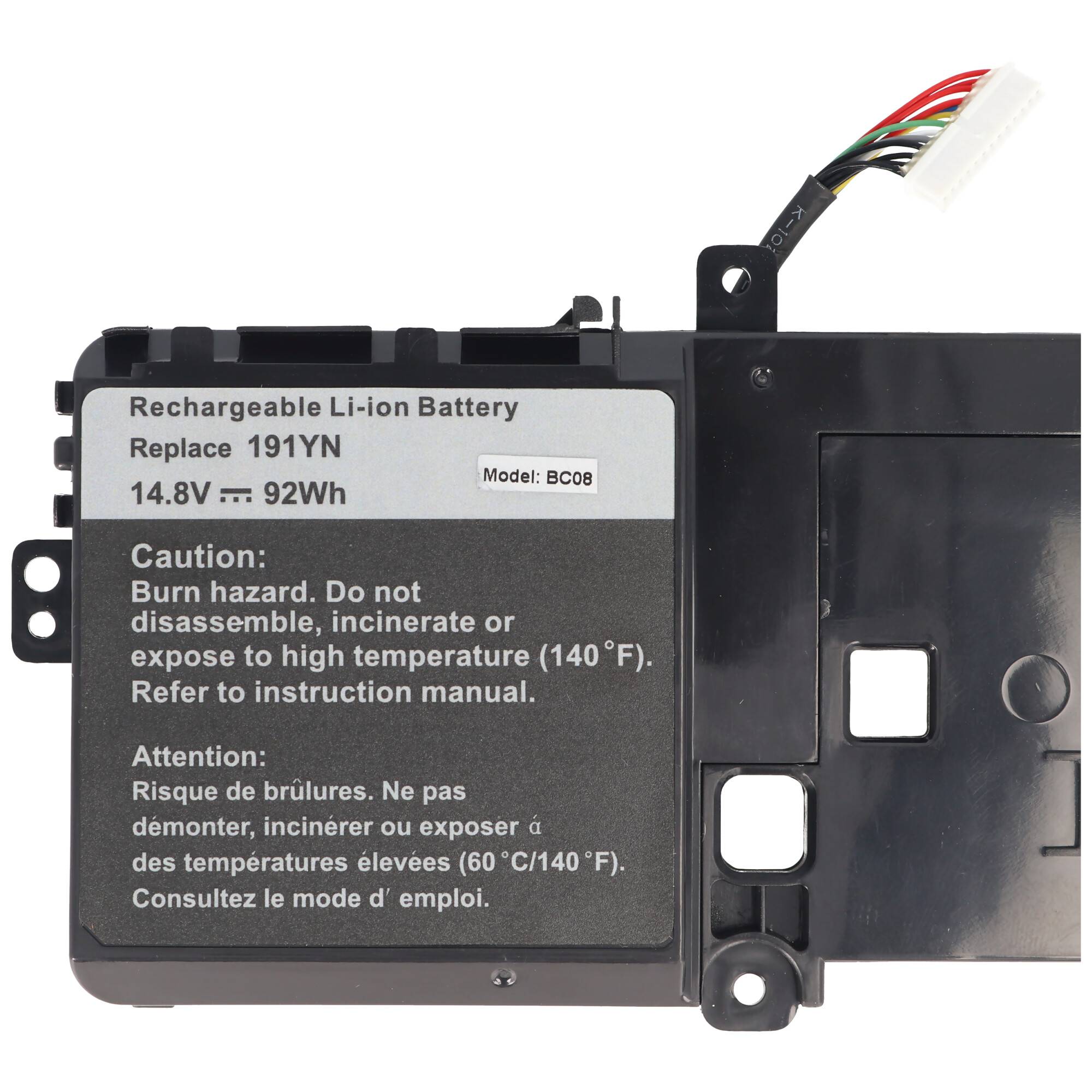 Akku passend für Dell Alienware 15 Series, 17 R3, Li-Ion, 14,8V, 6220mAh, 92Wh, built-in, ohne Werkzeug