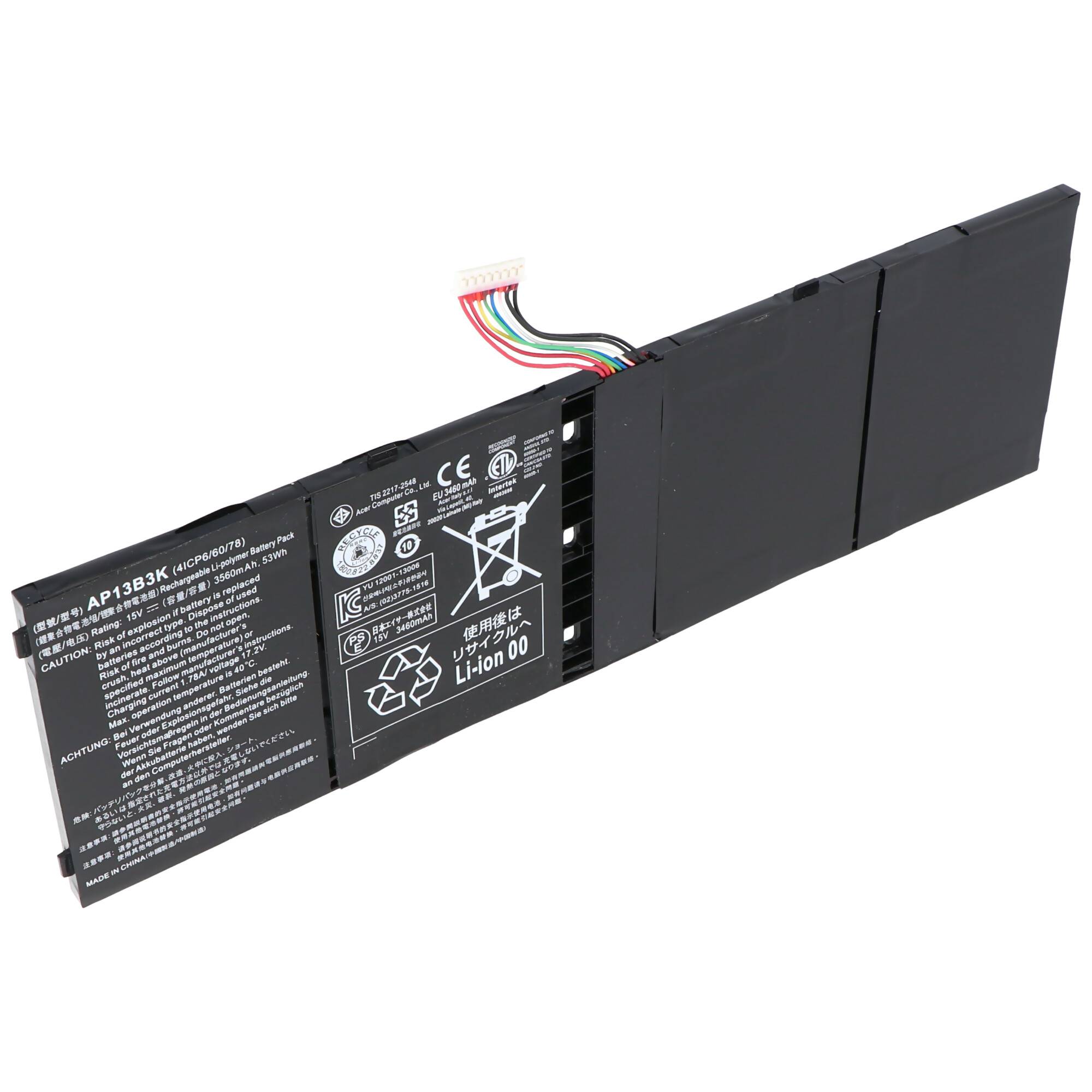 Akku passend für ACER Aspire V5-573 Series, Li-ion, 15 Volt, 3490mAh, 53Wh, built-in, ohne Werkzeug