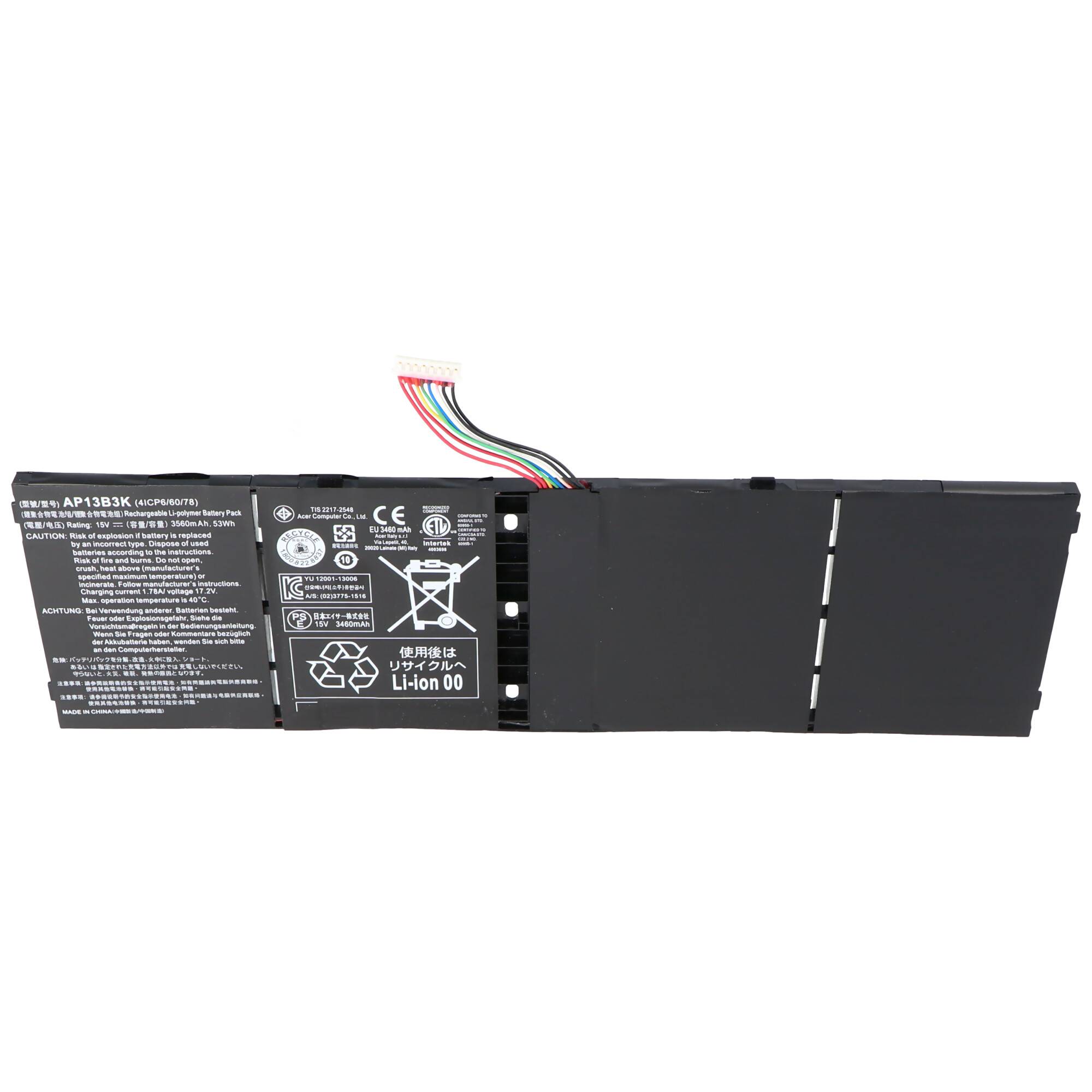 Akku passend für ACER Aspire V5-573 Series, Li-ion, 15 Volt, 3490mAh, 53Wh, built-in, ohne Werkzeug