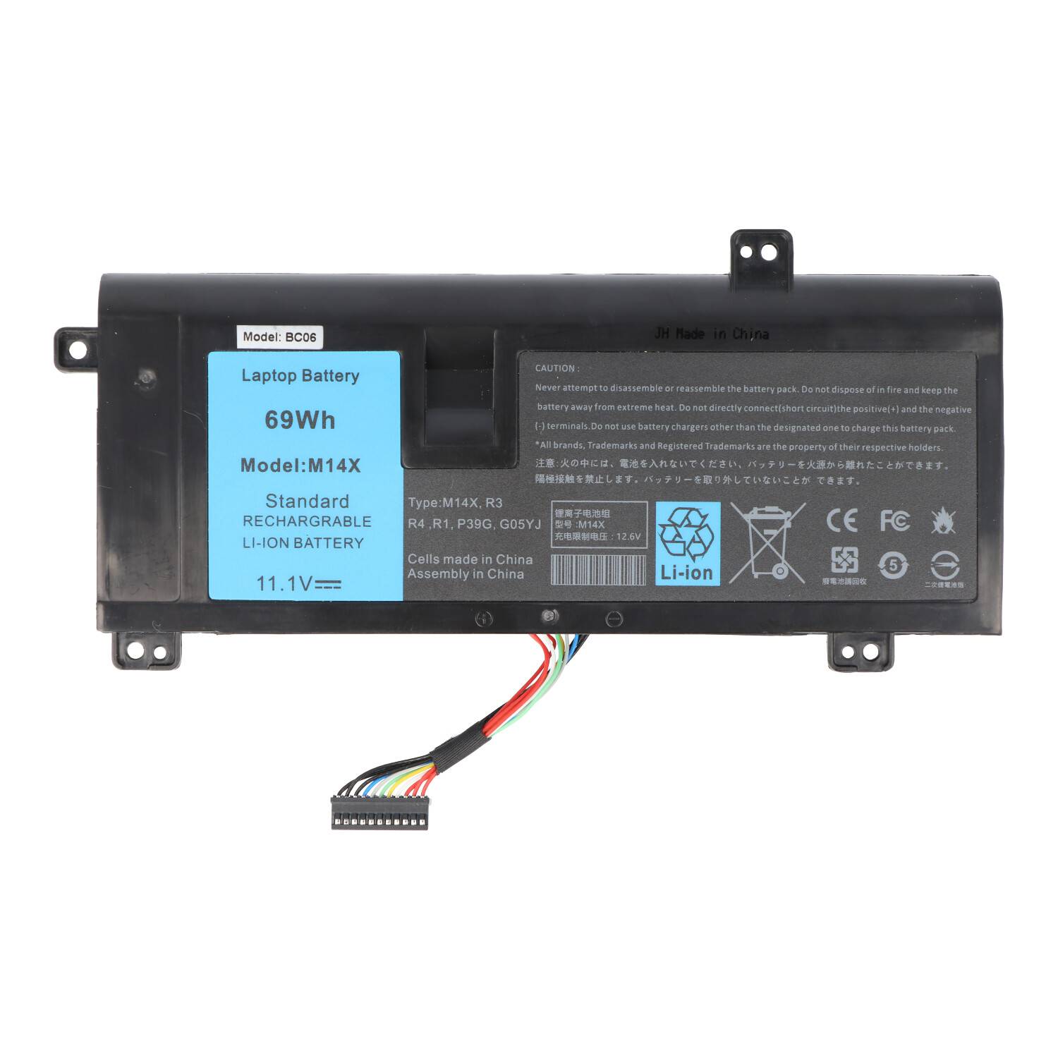 Akku passend für Dell Alienware 14 Series, A14 Series 0G05YJ, 8X70T, G05YJ, Y3PN0Li-Ion, 11,1V, 6220mAh, 69Wh, built-in,
