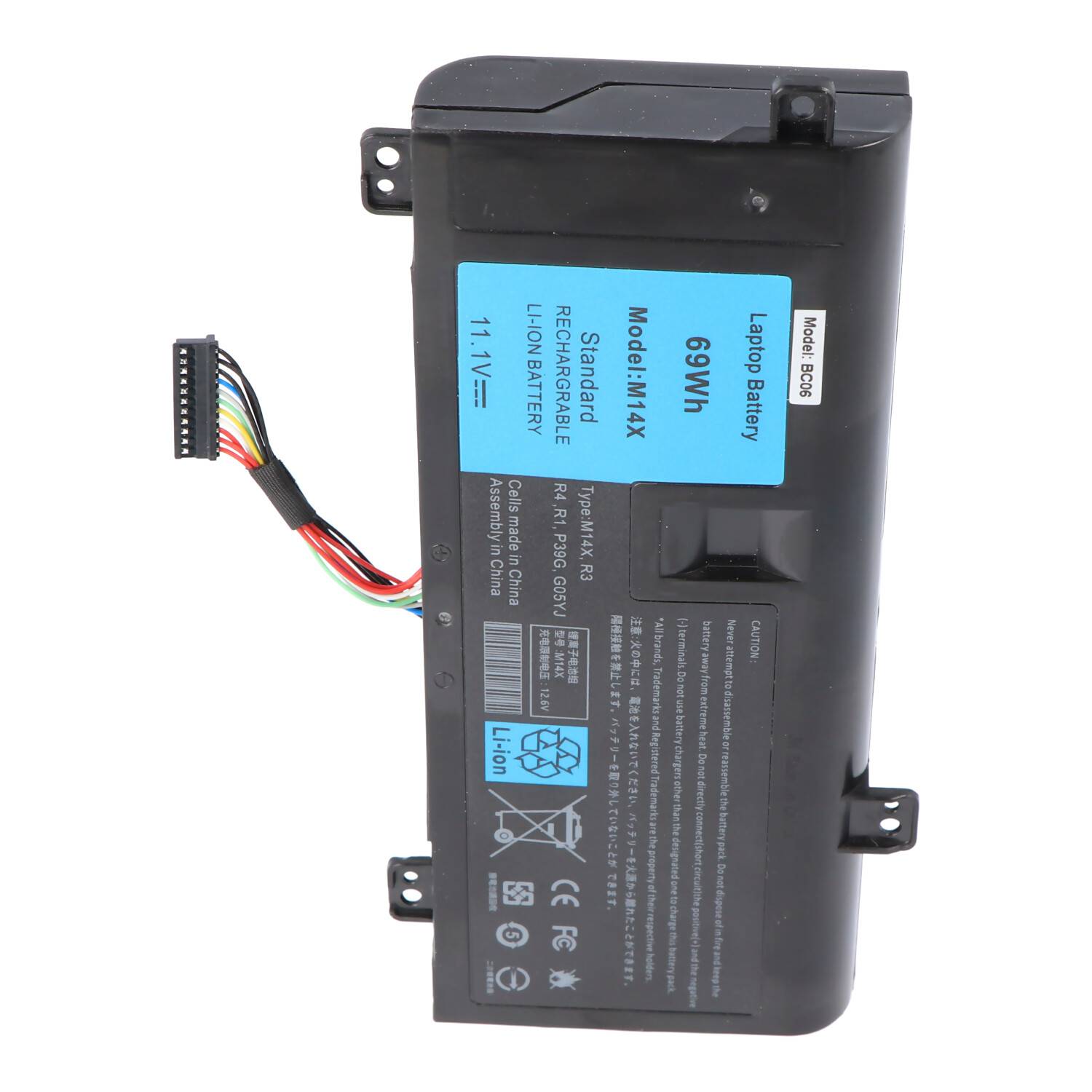 Akku passend für Dell Alienware 14 Series, A14 Series 0G05YJ, 8X70T, G05YJ, Y3PN0Li-Ion, 11,1V, 6220mAh, 69Wh, built-in,