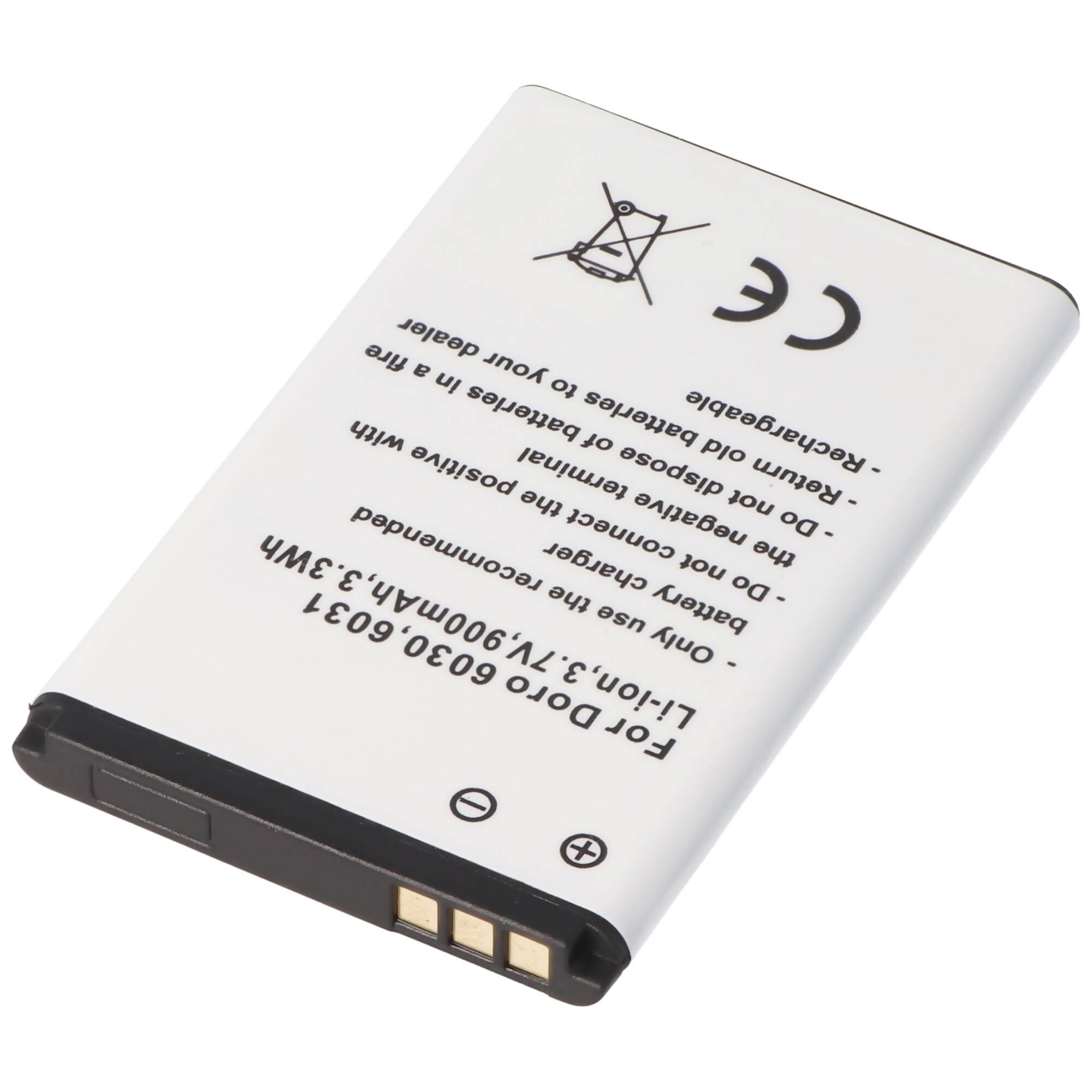 Akku passend für Doro 6030, 6031, Li-Ion, 3,7V, 900mAh, 3,3Wh